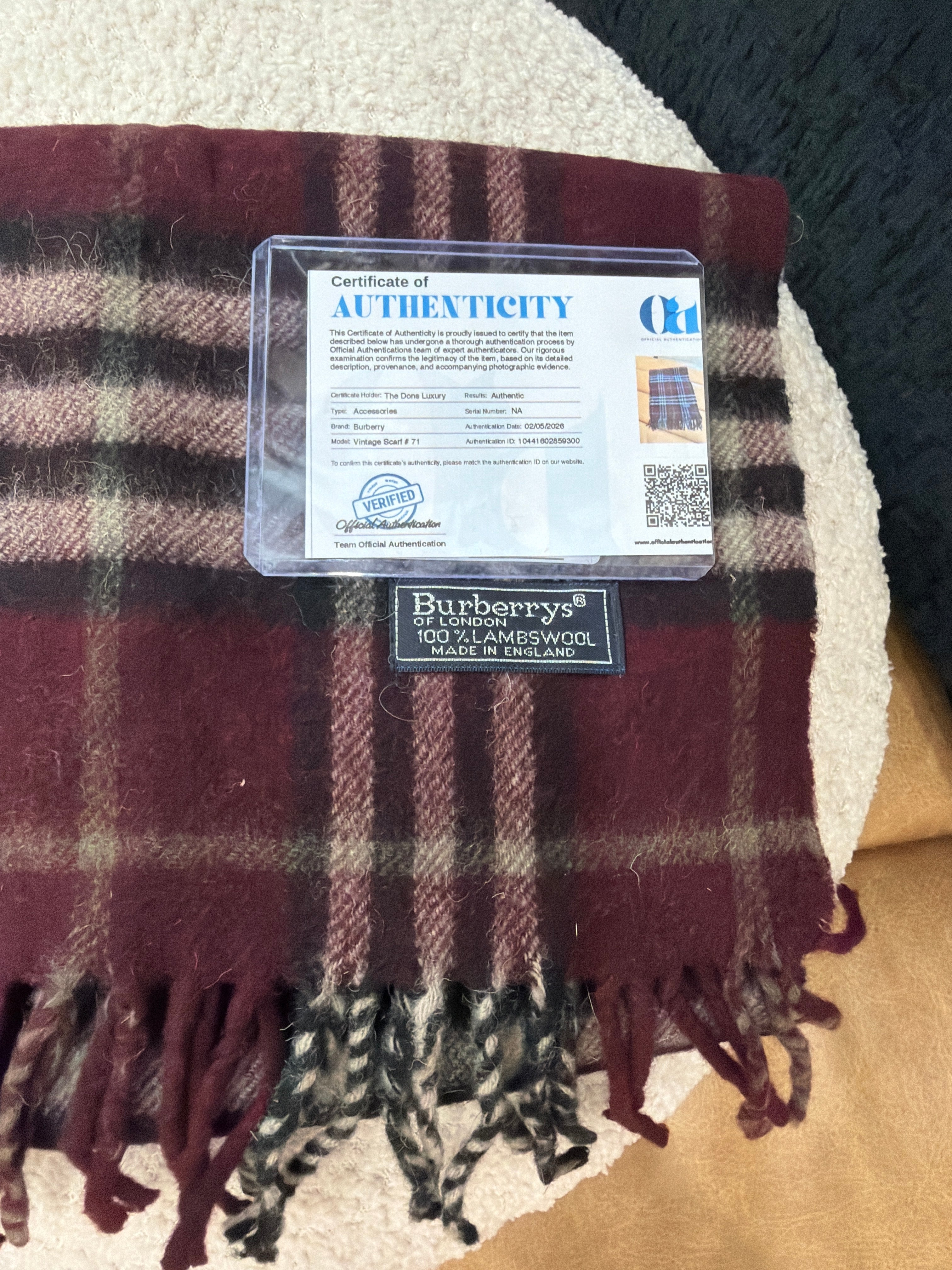 Burberry Vintage Dark Red Novacheck Lambswool Scarf