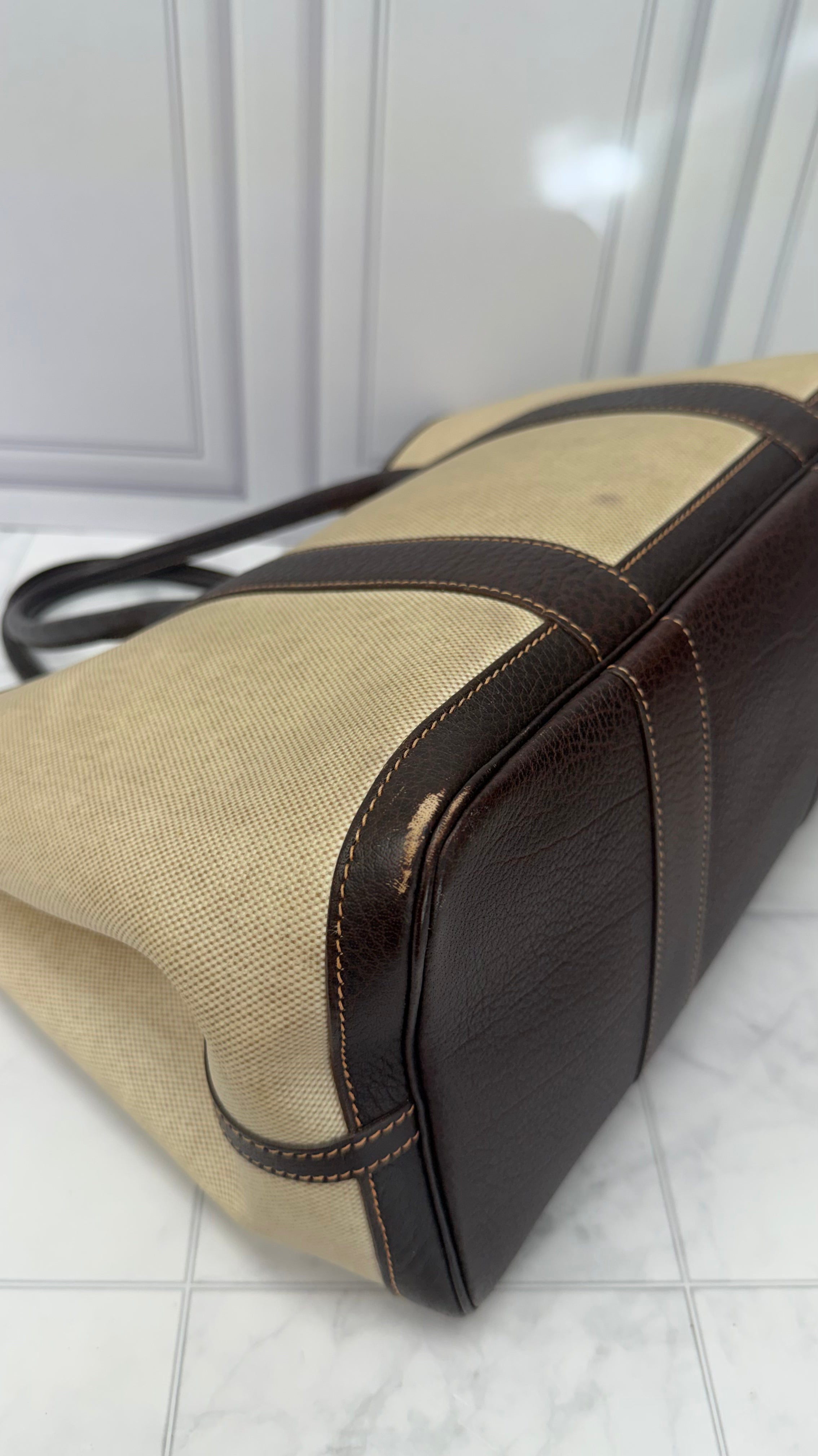 *DONS DROP* Hermes Beige & Brown Toile Canvas Garden Party 36 Tote Bag