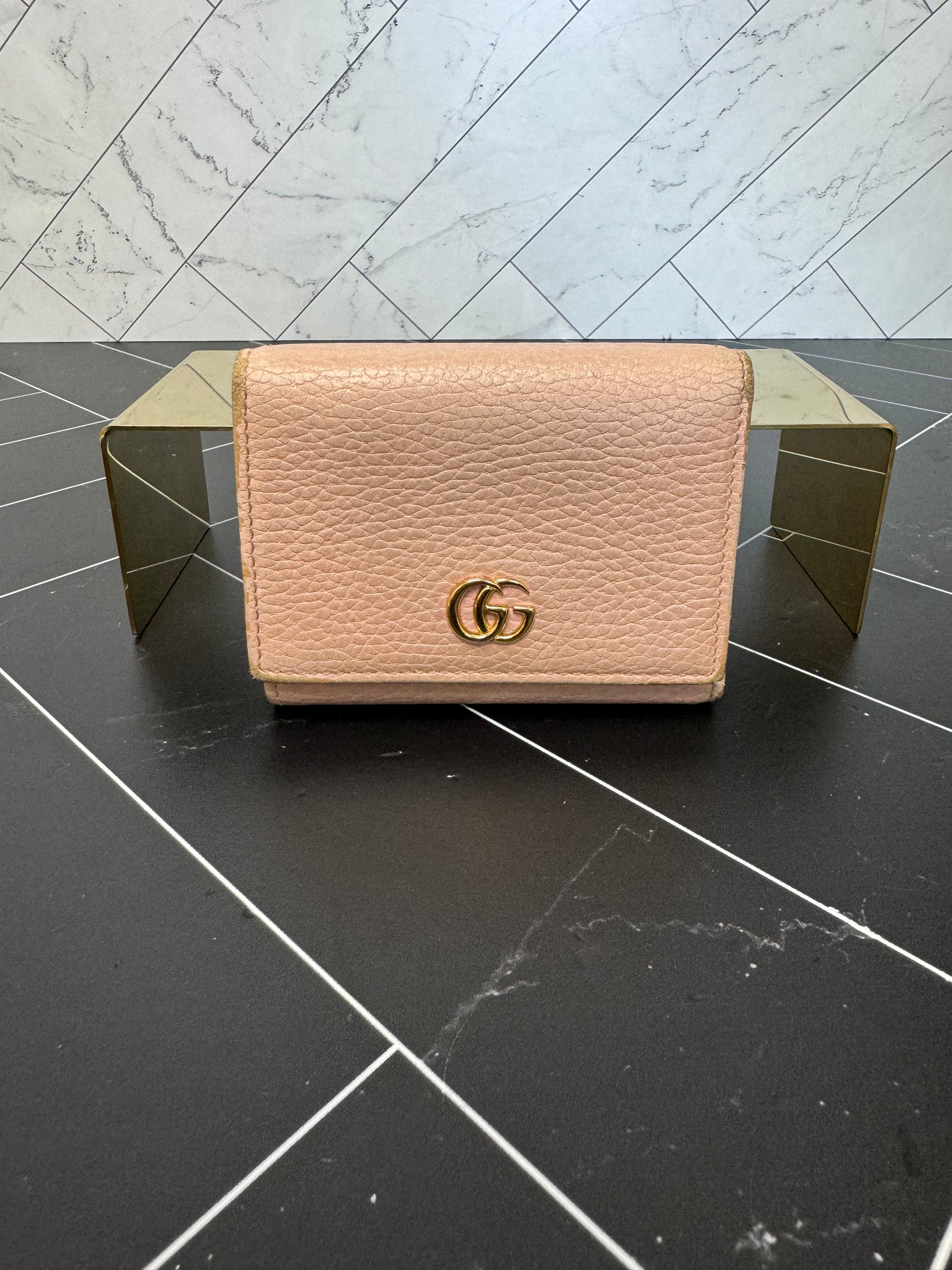 Gucci Pink Leather Marmont Compact Wallet