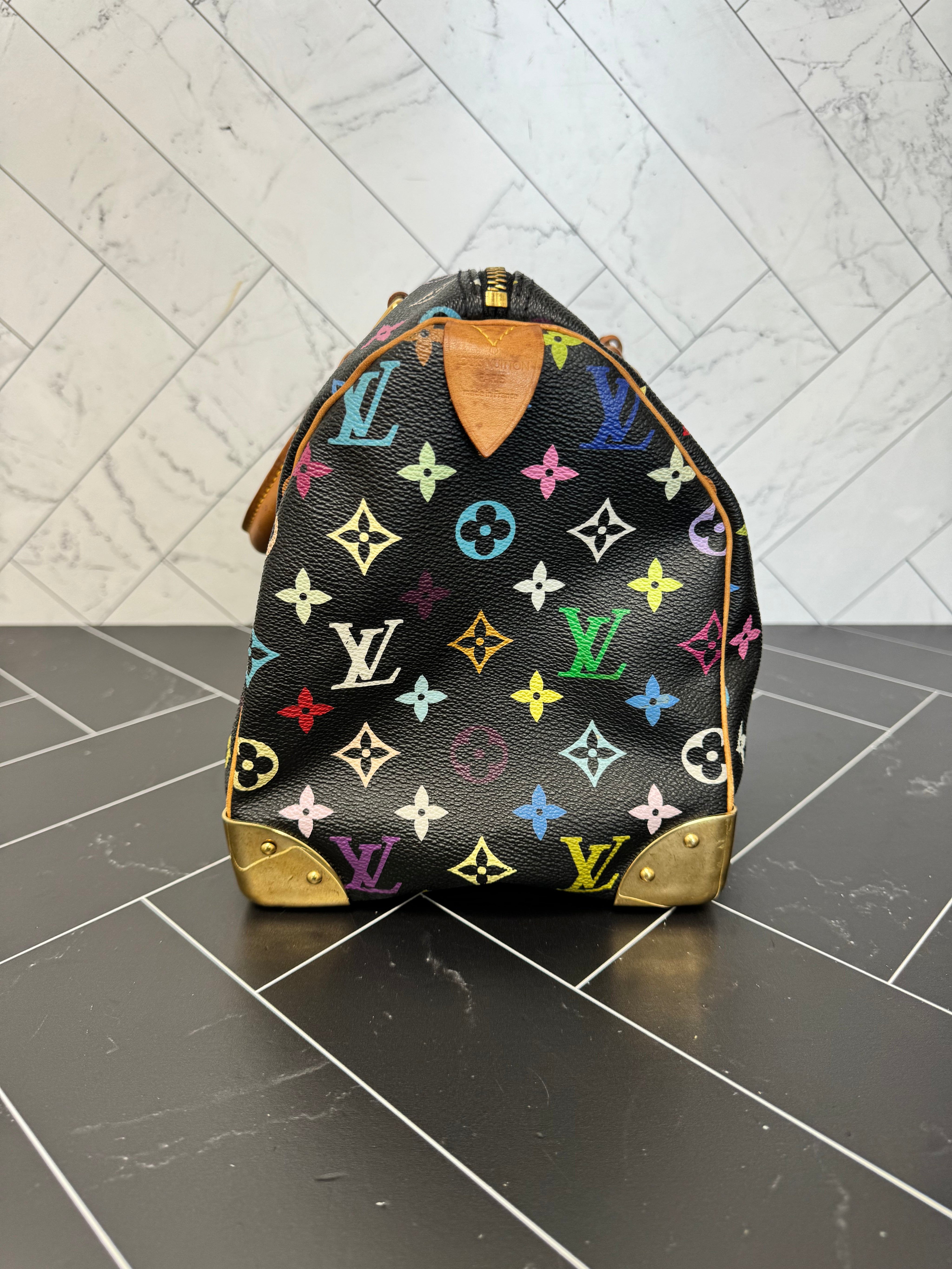 Louis Vuitton Black Multicolore Speedy 30