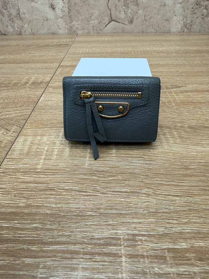 Balenciaga Grey Leather Mini Edge City Wallet