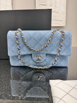 LIKE NEW - Chanel Blue Denim Classic Medium Flap Bag