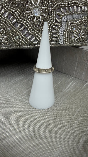 Tiffany & Co Sterling Silver Atlas Roman Numeral Ring Size 4