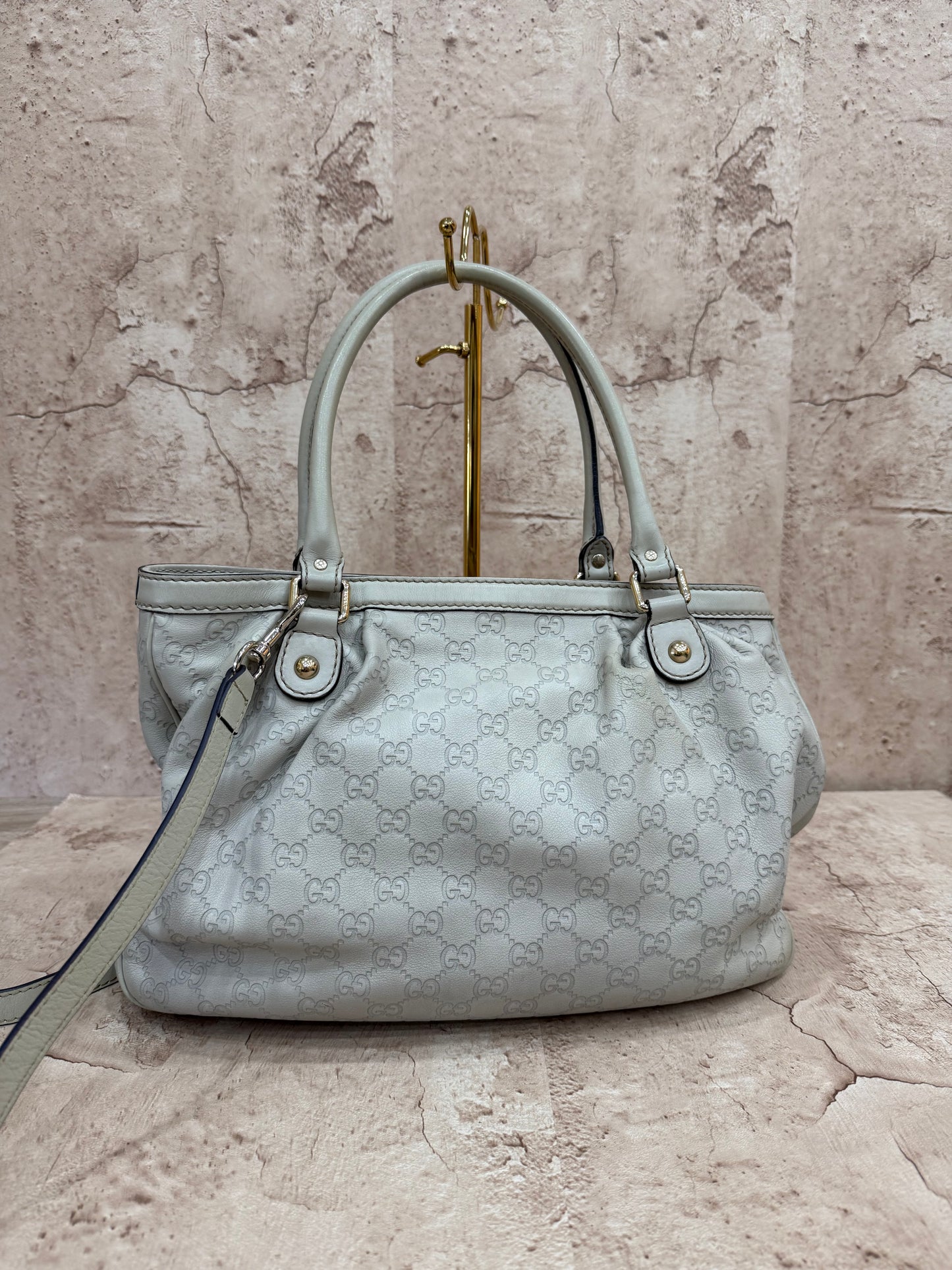 Gucci Beige GG Leather 2Way Tote Bag