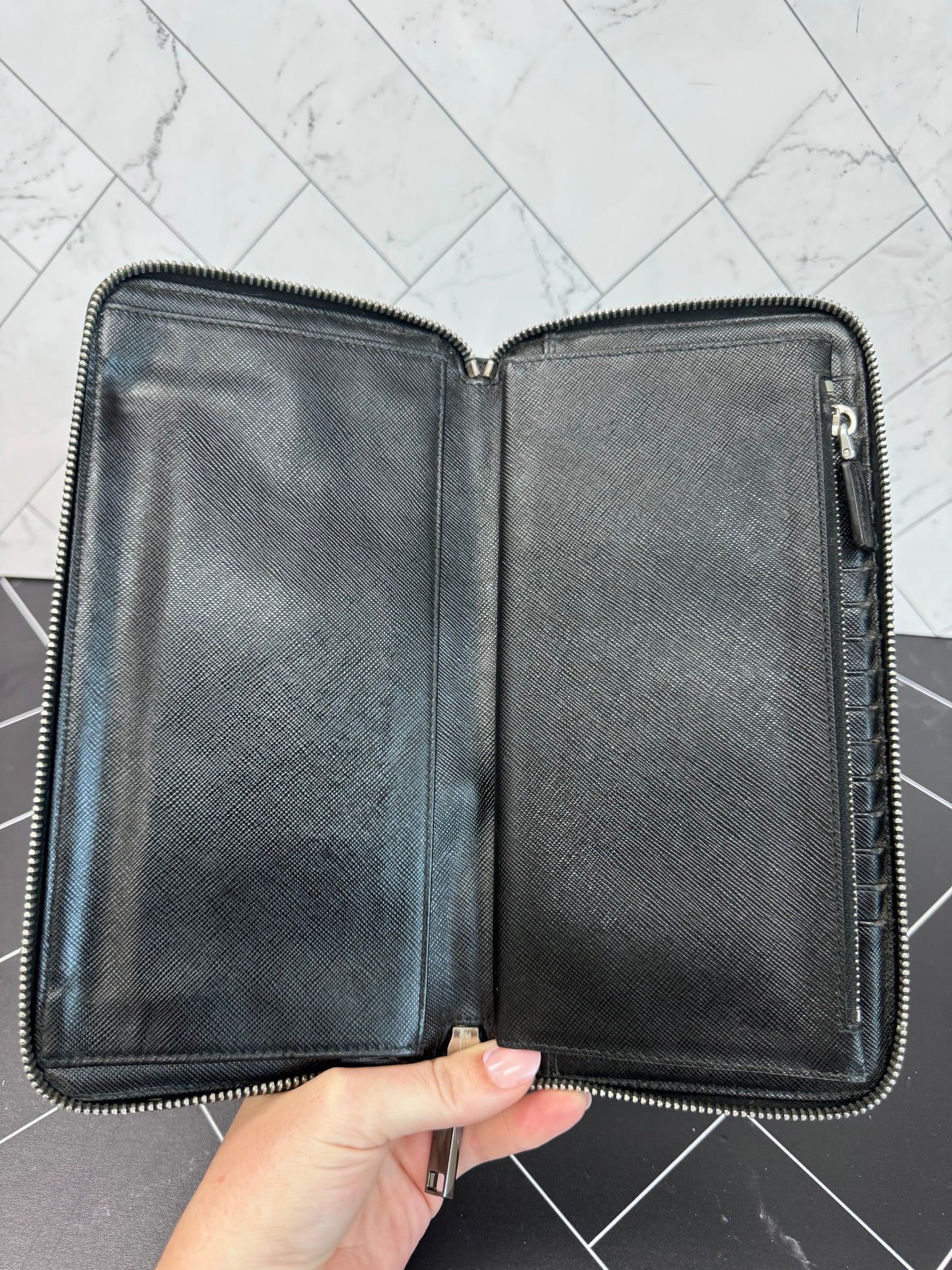 Prada Black Travel Zippy Wallet