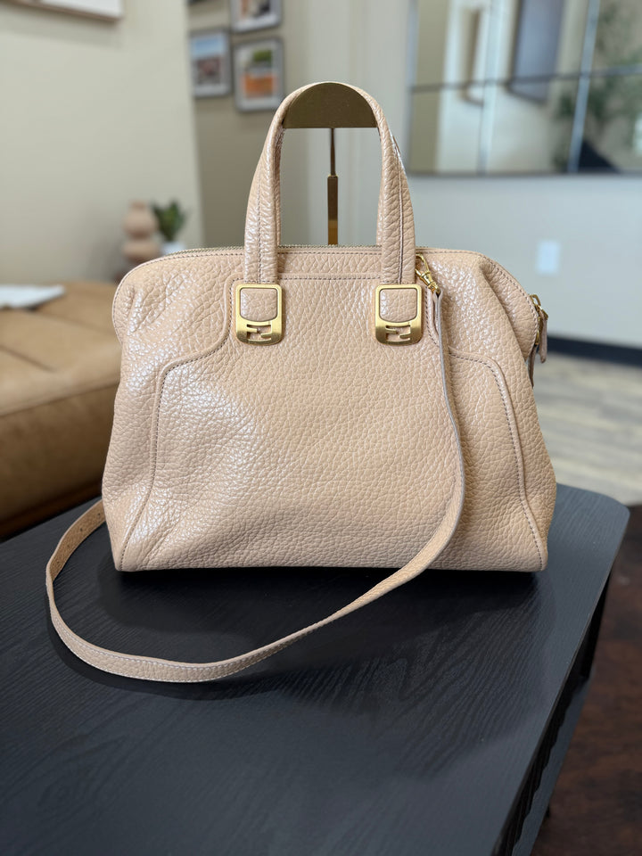 Fendi Beige Pebbled Leather Chameleon Tote Bag