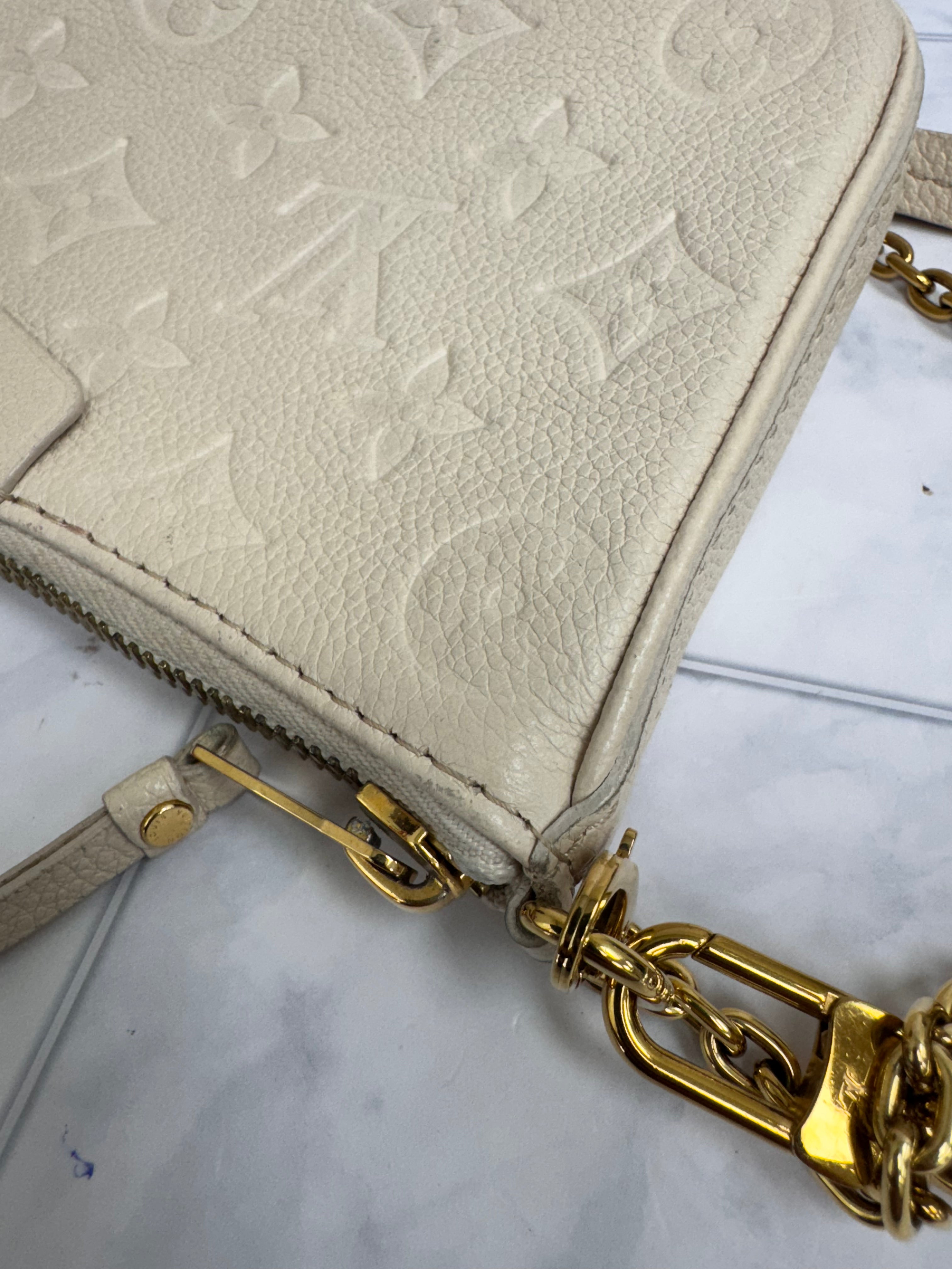 Louis Vuitton Cream Monogram Empreinte Easy Pouch On Strap Shoulder Bag