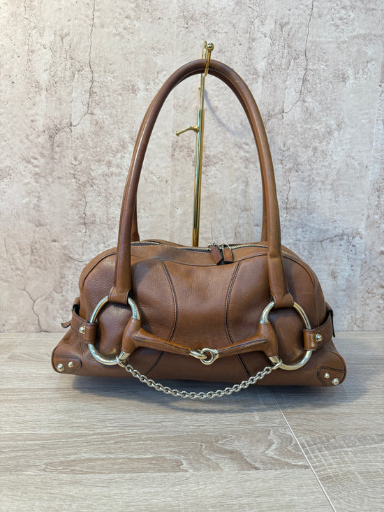 Gucci Brown Leather Horsebit Shoulder Bag