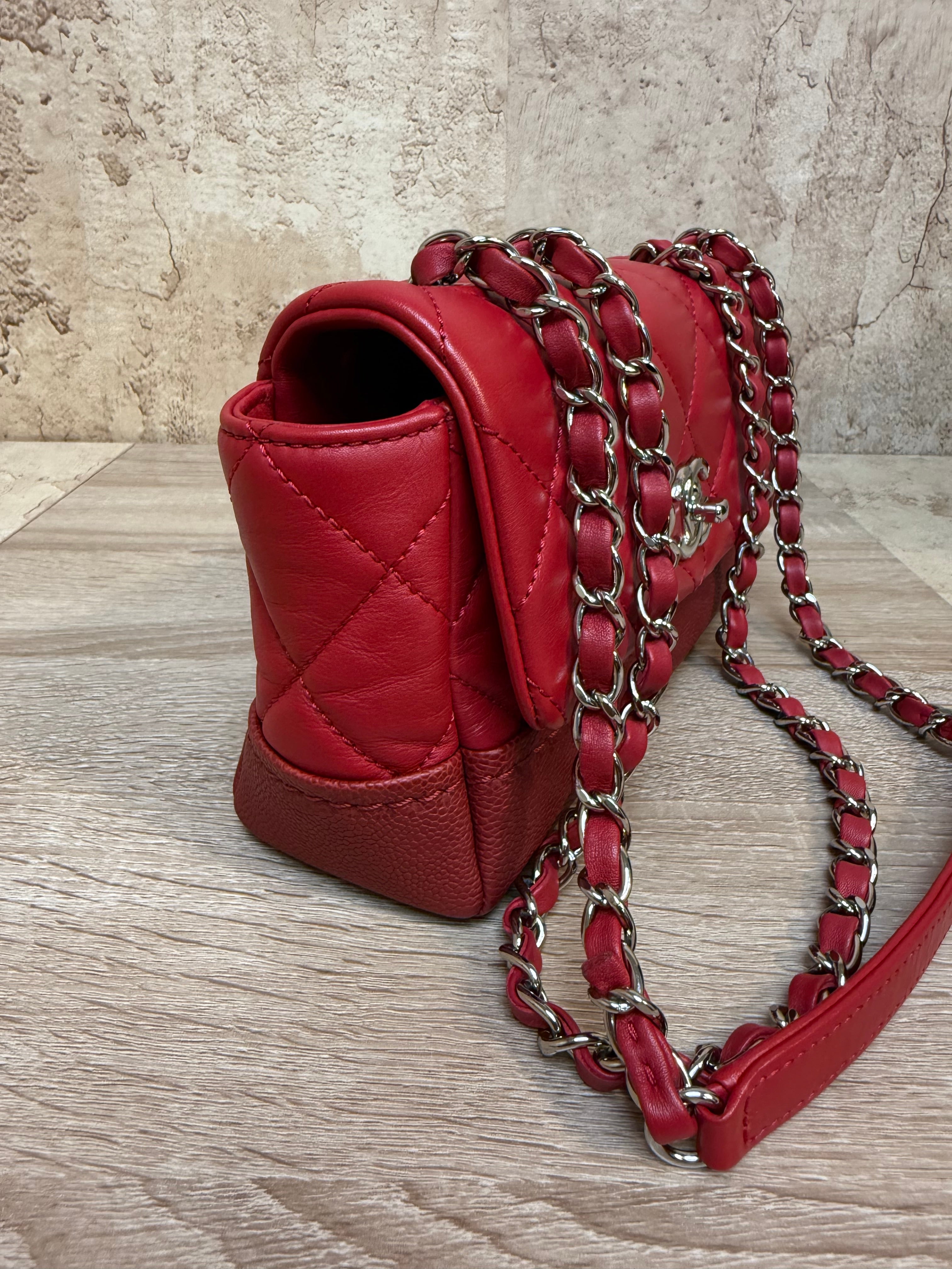 BRAND NEW Chanel Red Lambskin Bi Color Coco Flap Crossbody Bag