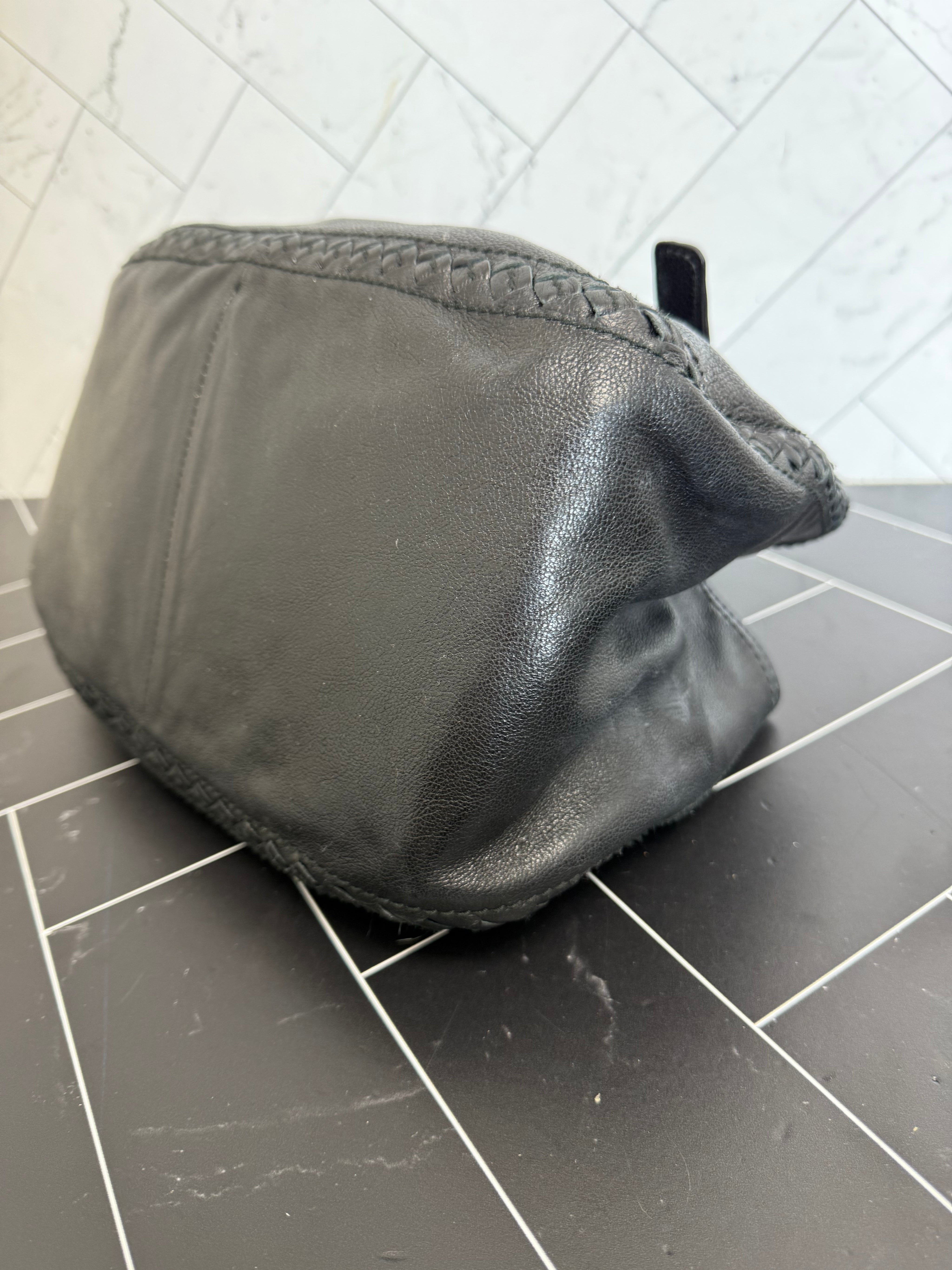 Bottega Veneta Black Intrecciato Leather Tote Bag