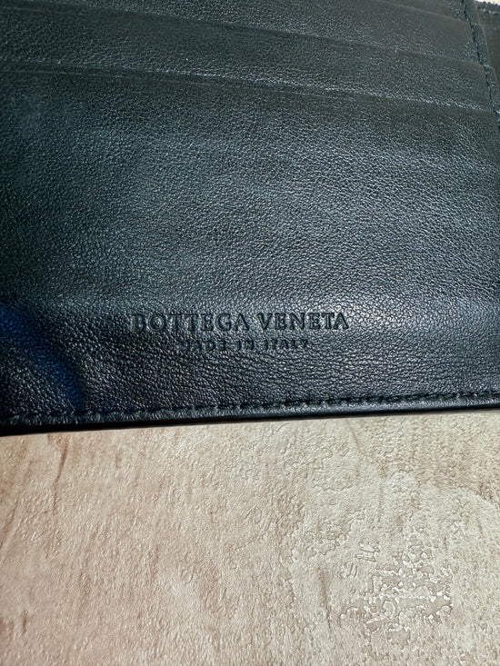 Bottega Veneta Black / Blue Perforated Bi-Fold Wallet