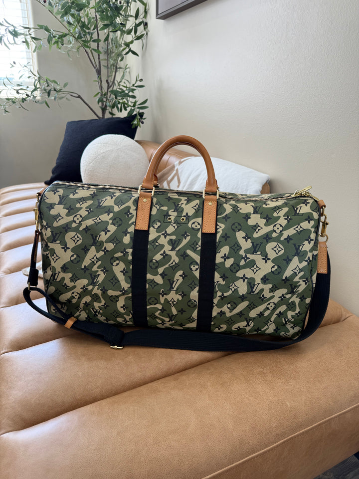 Louis Vuitton x Murakami Green Monogramouflage Keepall 55 Bandoulière