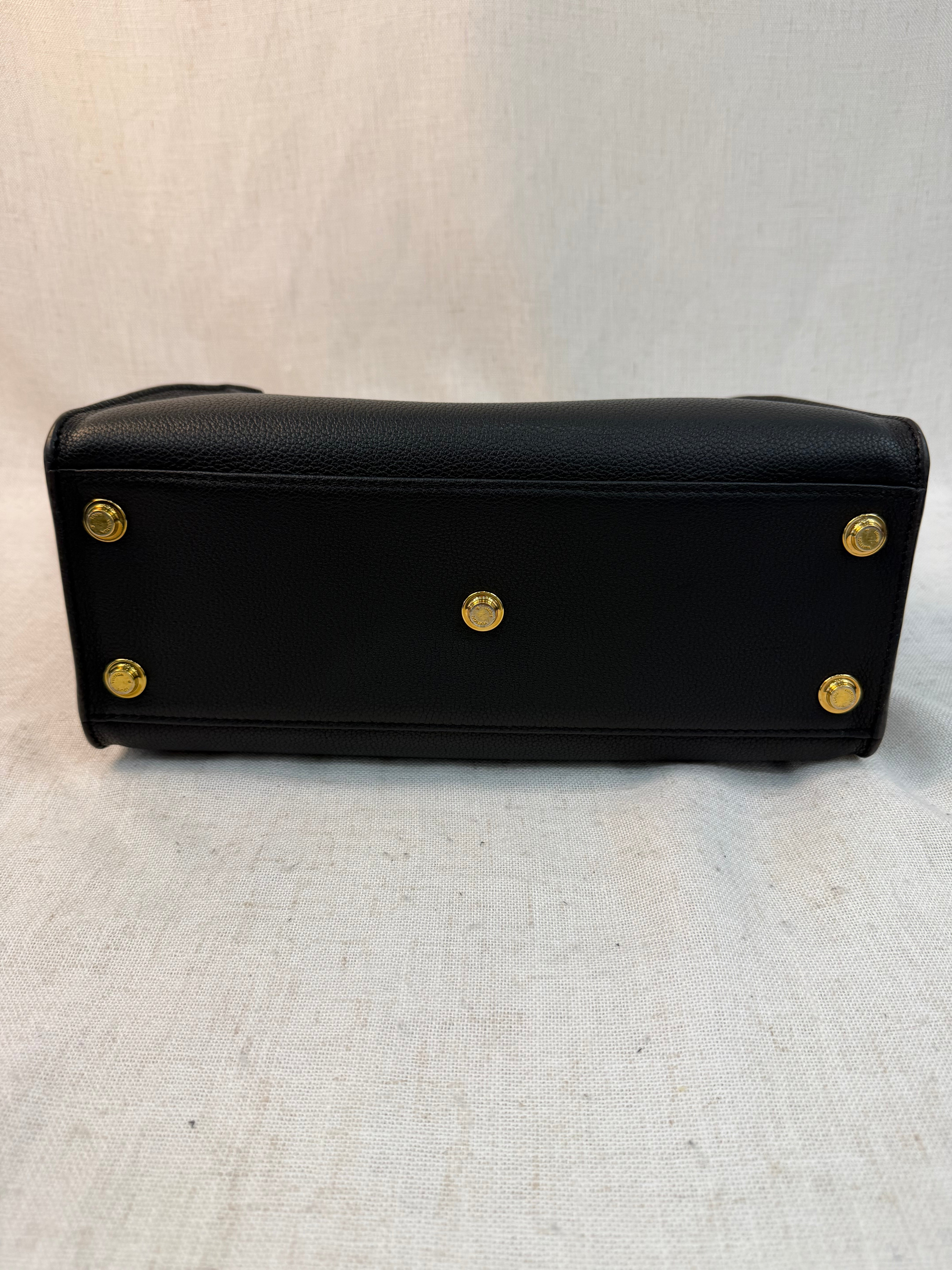 Louis Vuitton Monogram Black & Tan Leather On My Side MM Tote