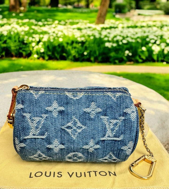 Louis Vuitton Denim Monogram Speedy Pochette PM Key Holder