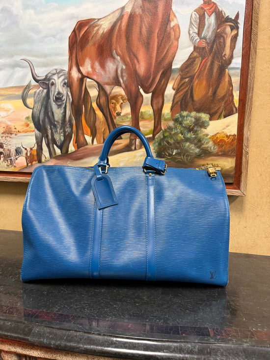 Louis Vuitton Blue Epi Keepall 50