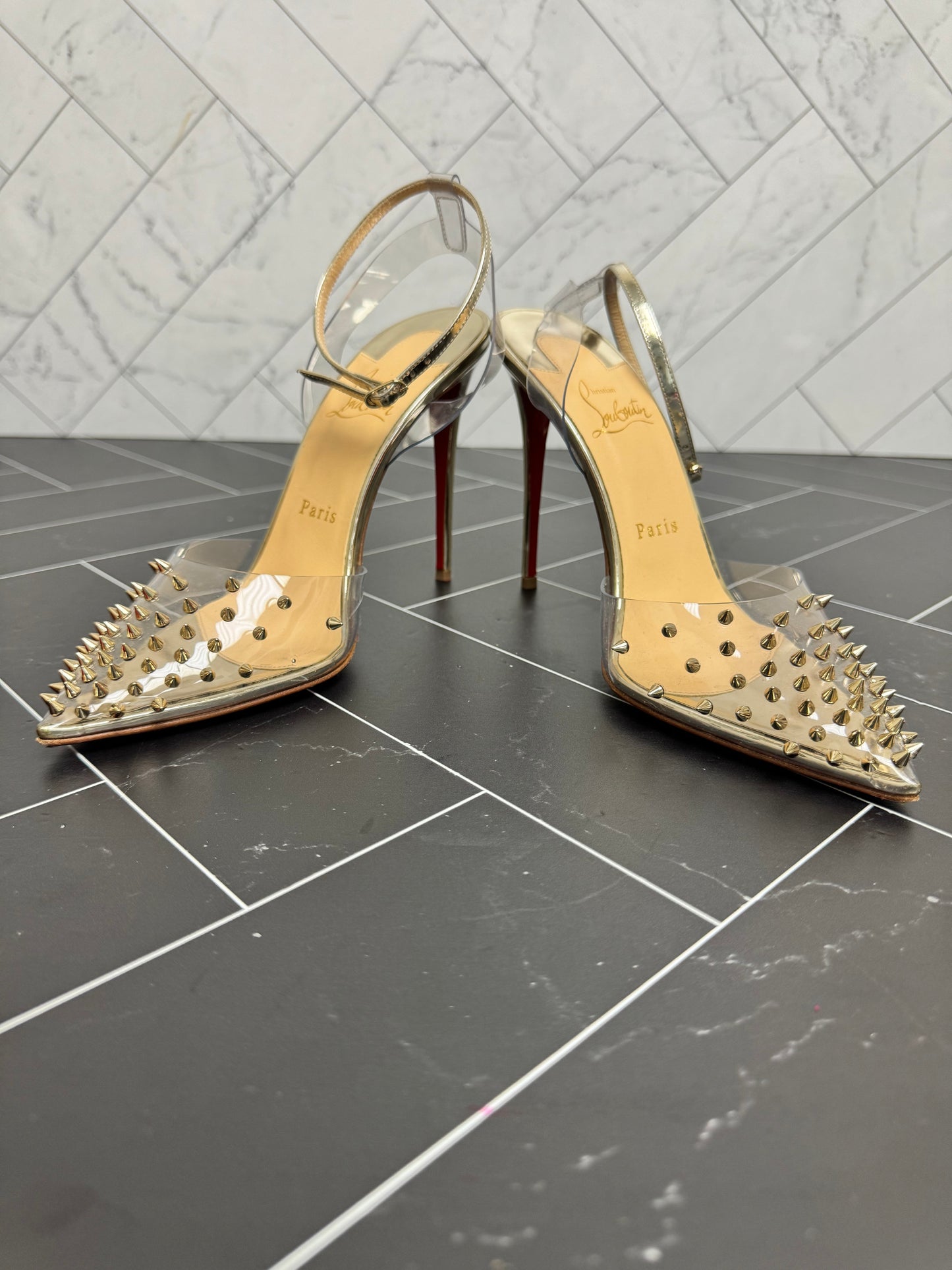 Christian Louboutin PVC Specchio Spikoo 100 Pumps Size 38