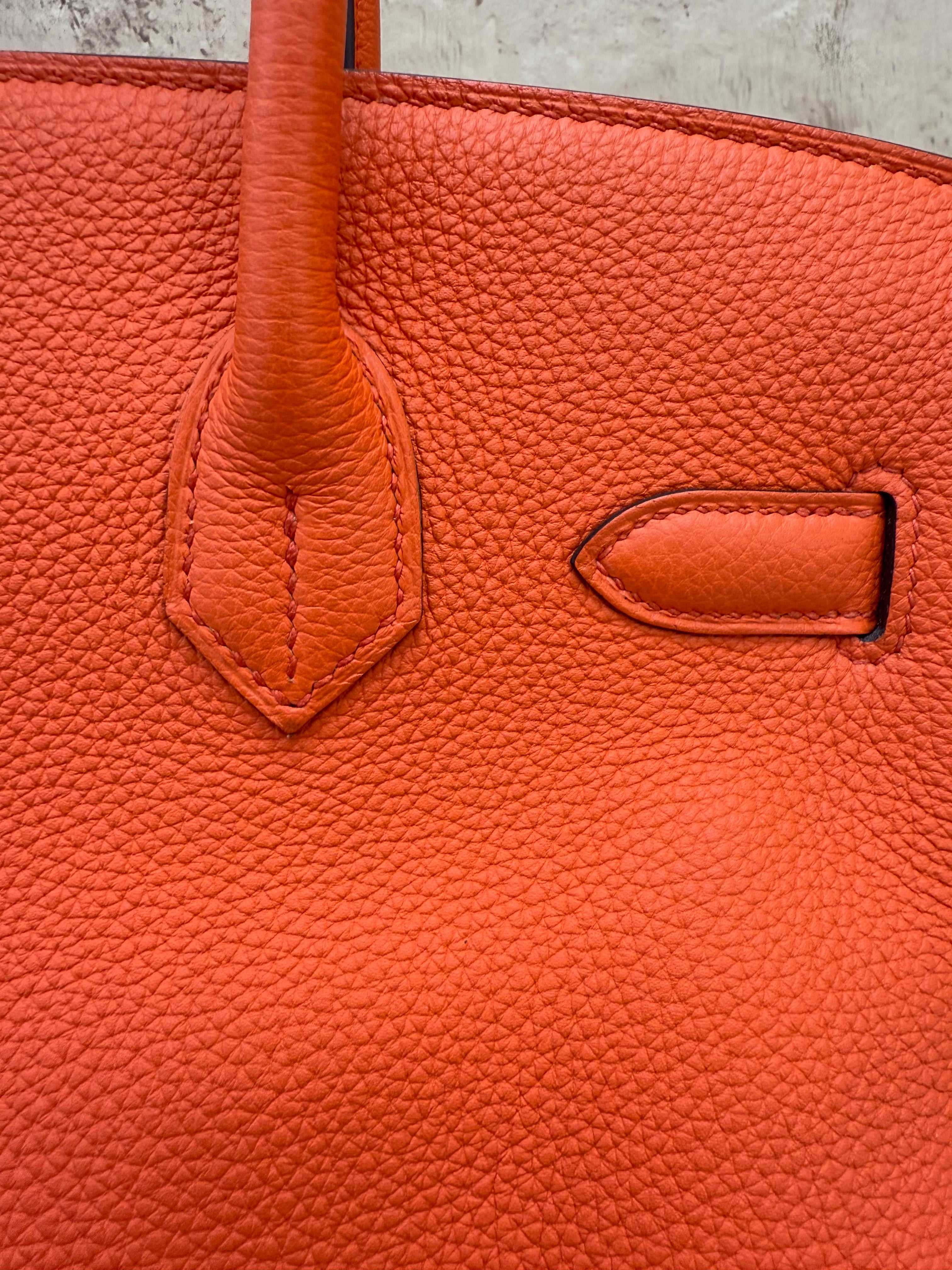 Hermes Orange Poppy Togo Leather Birkin 30 with Palladium Hardware