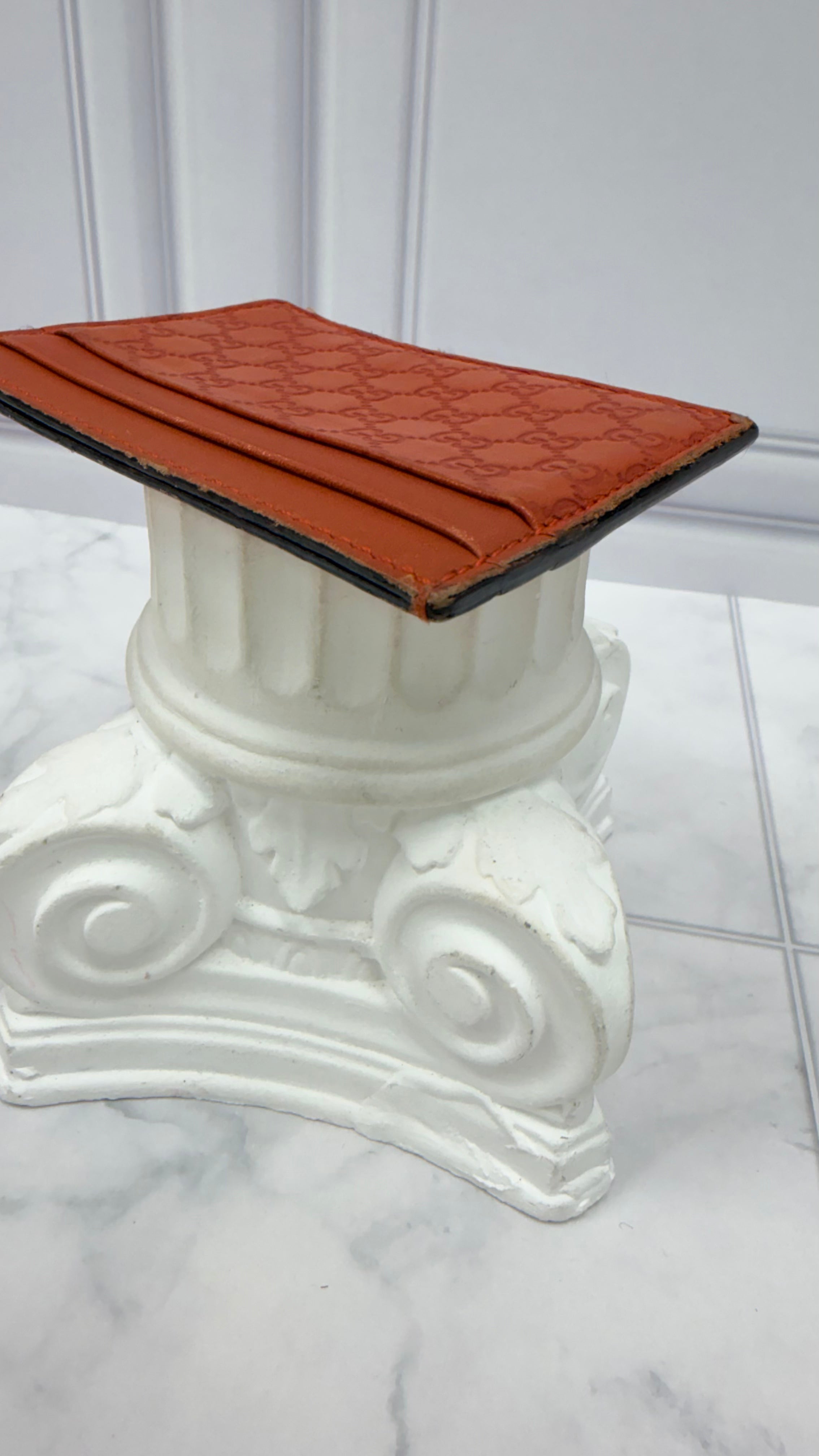 Gucci Burnt Orange Microguccissima Leather Card Holder