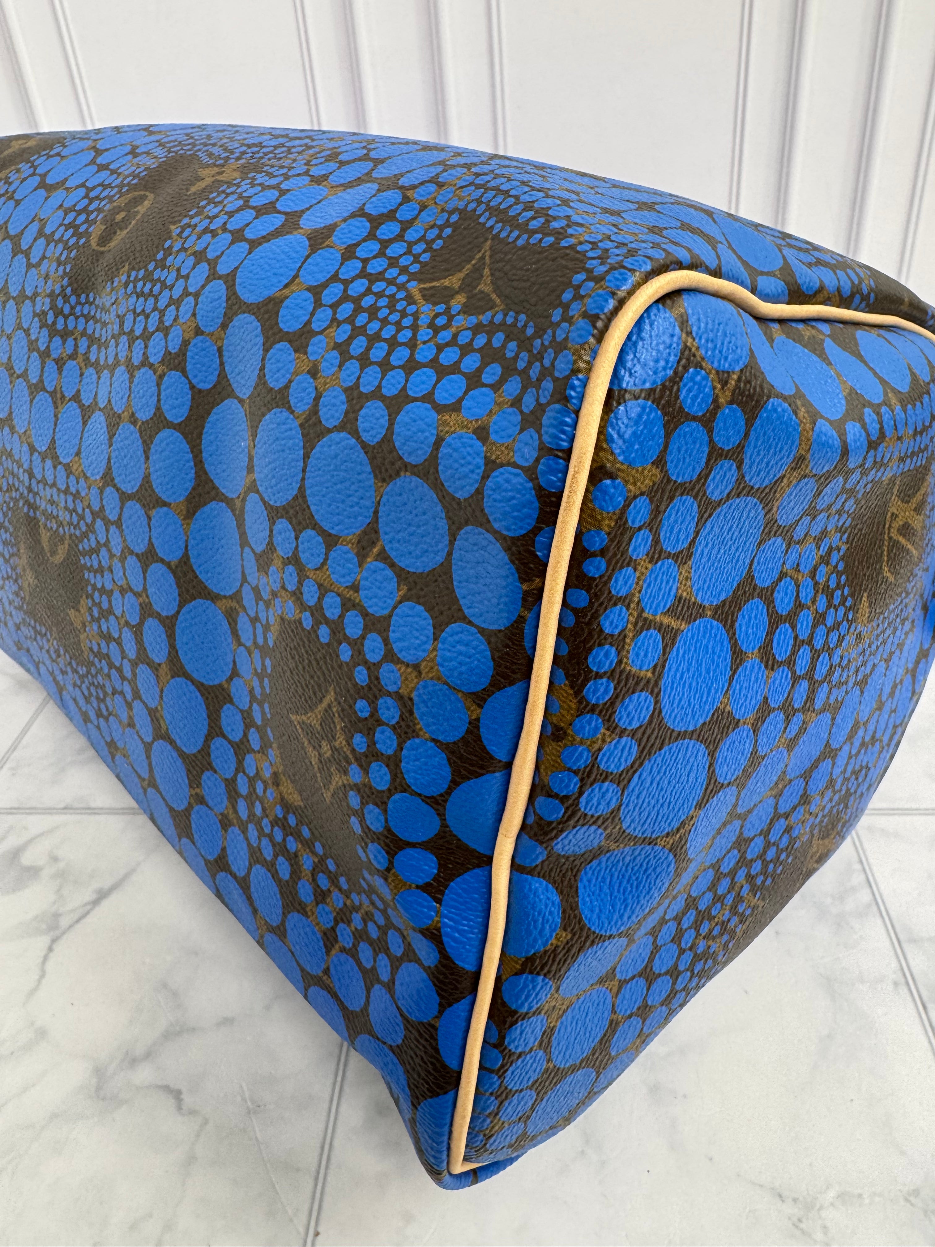 LIKE NEW - Louis Vuitton x Yayoi Kusama Blue Monogram Town Limited Edition Speedy 30