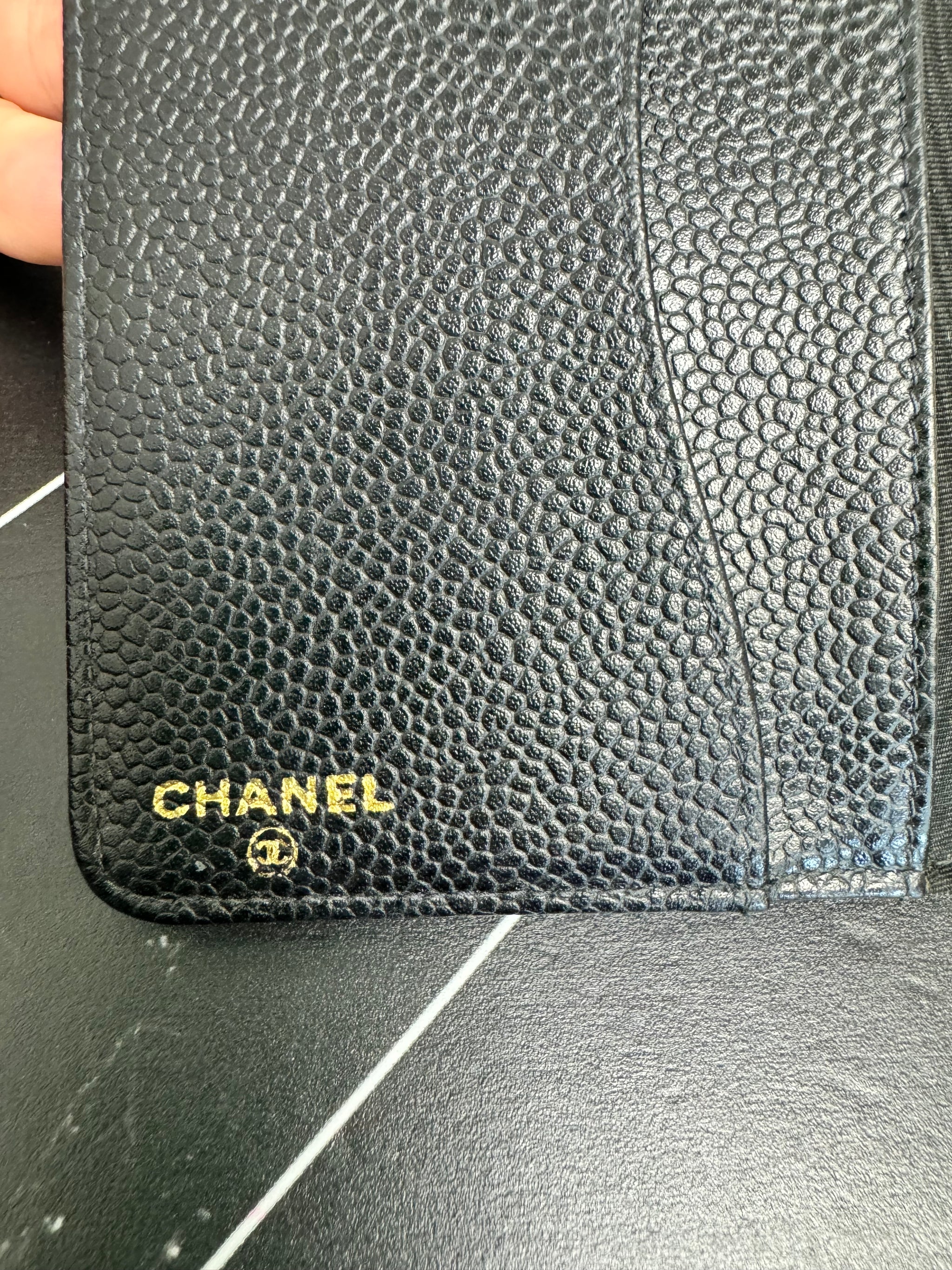 Chanel Black Caviar Lambskin Leather Passport Agenda