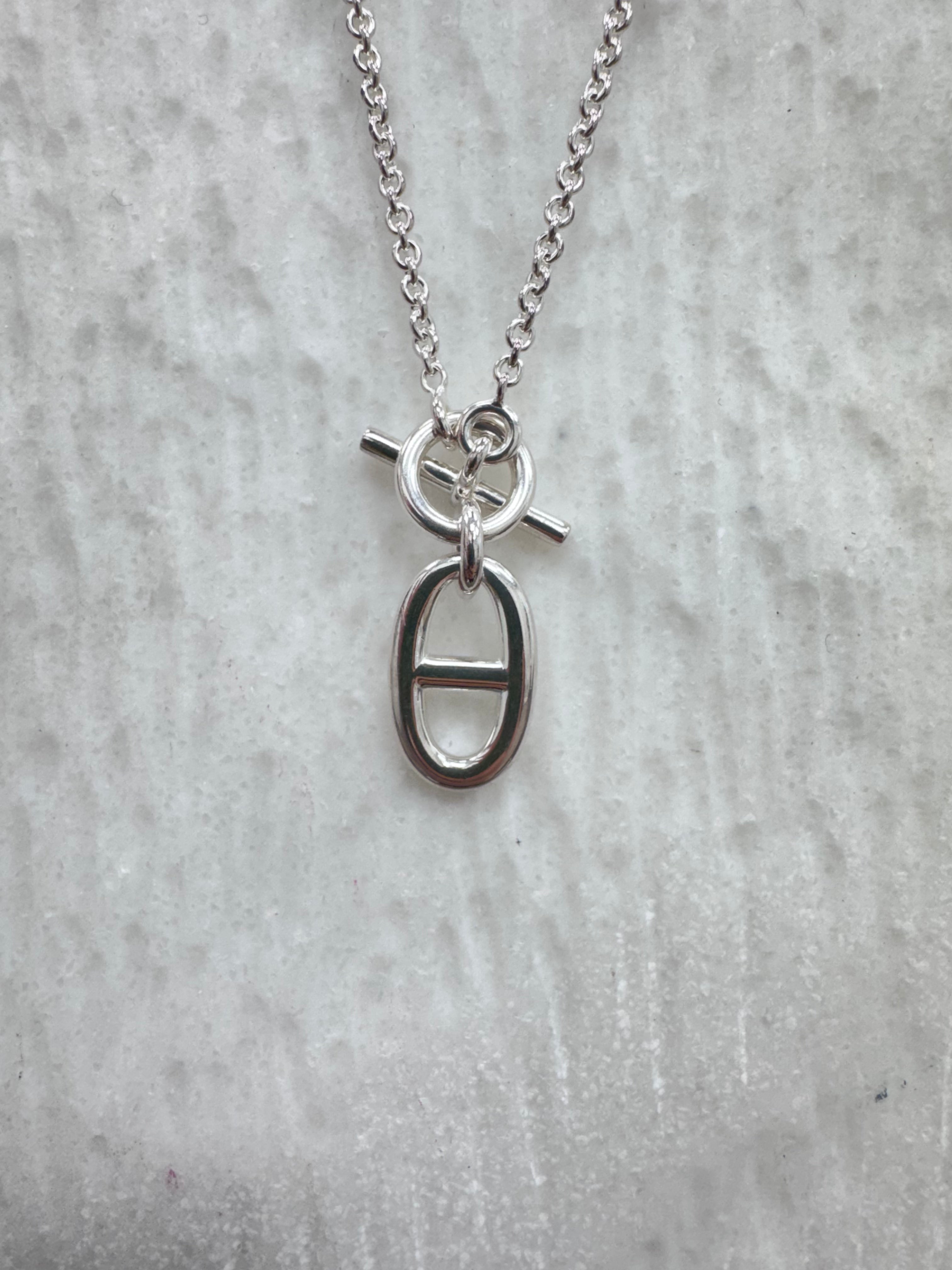 Hermes Sterling Silver Amulettes Chaine D'Ancre Pendant Necklace