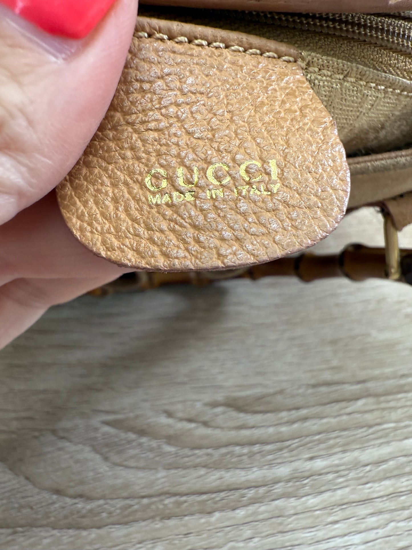 Gucci Tan Suede Bamboo Handle 2Way Bag