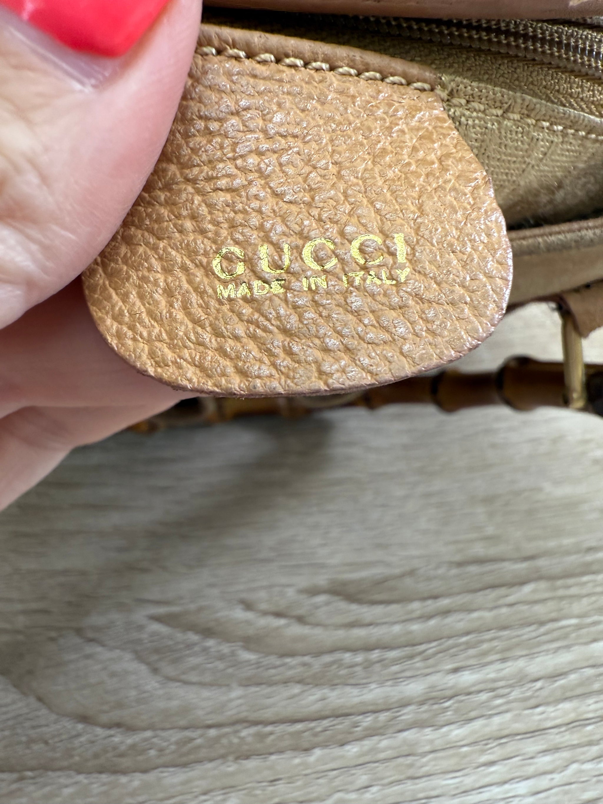 Gucci Tan Suede Bamboo Handle 2Way Bag