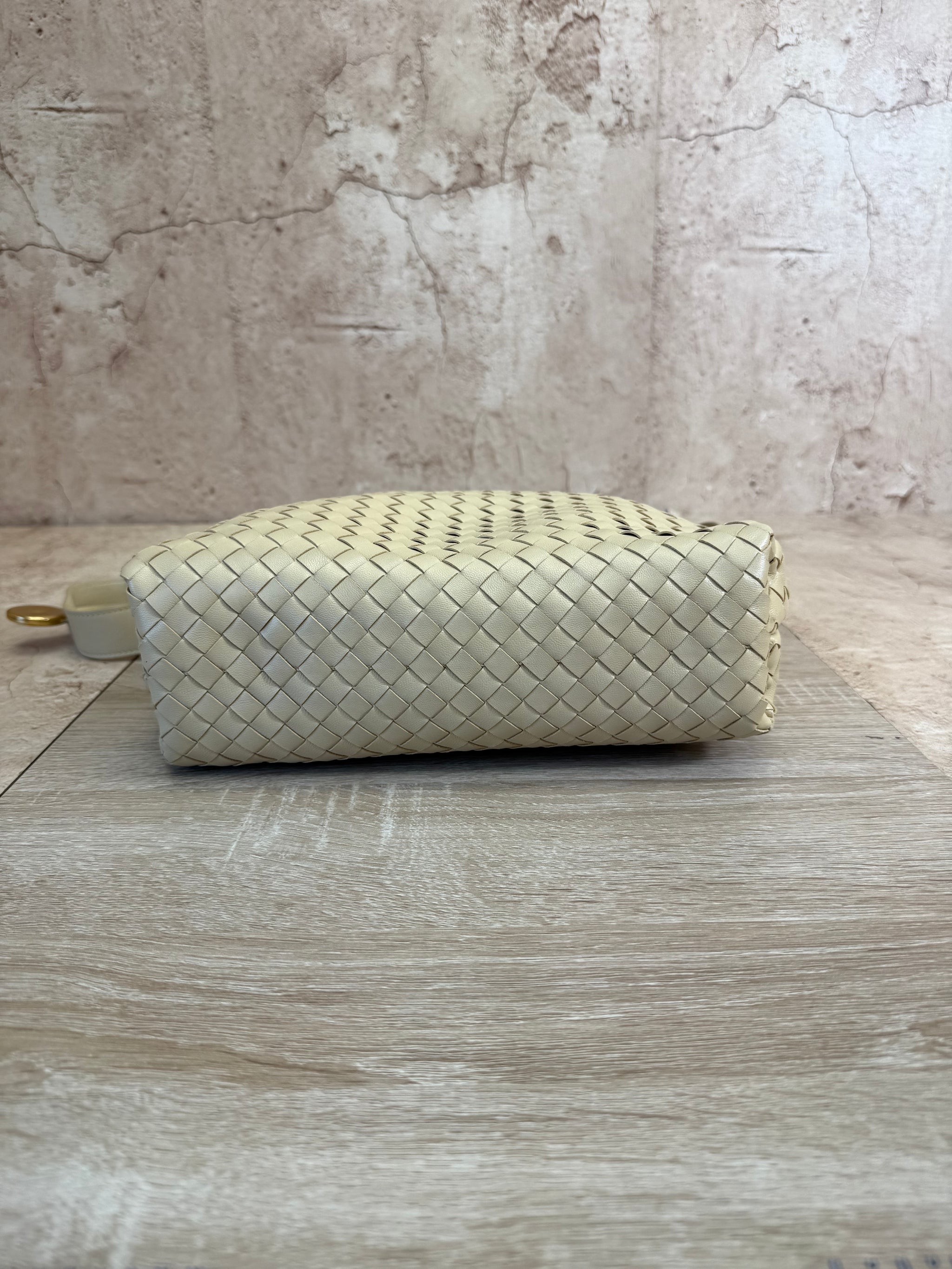 Bottega Veneta Cream Leather Crossbody with Medallions