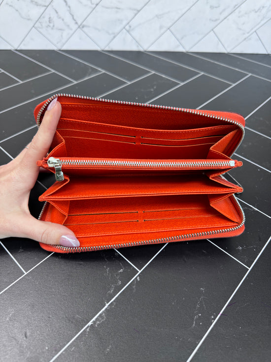 Louis Vuitton Orange Red Epi Zippy Wallet