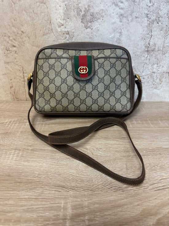 Gucci Vintage Coated Canvas Sherry Line Crossbody Bag