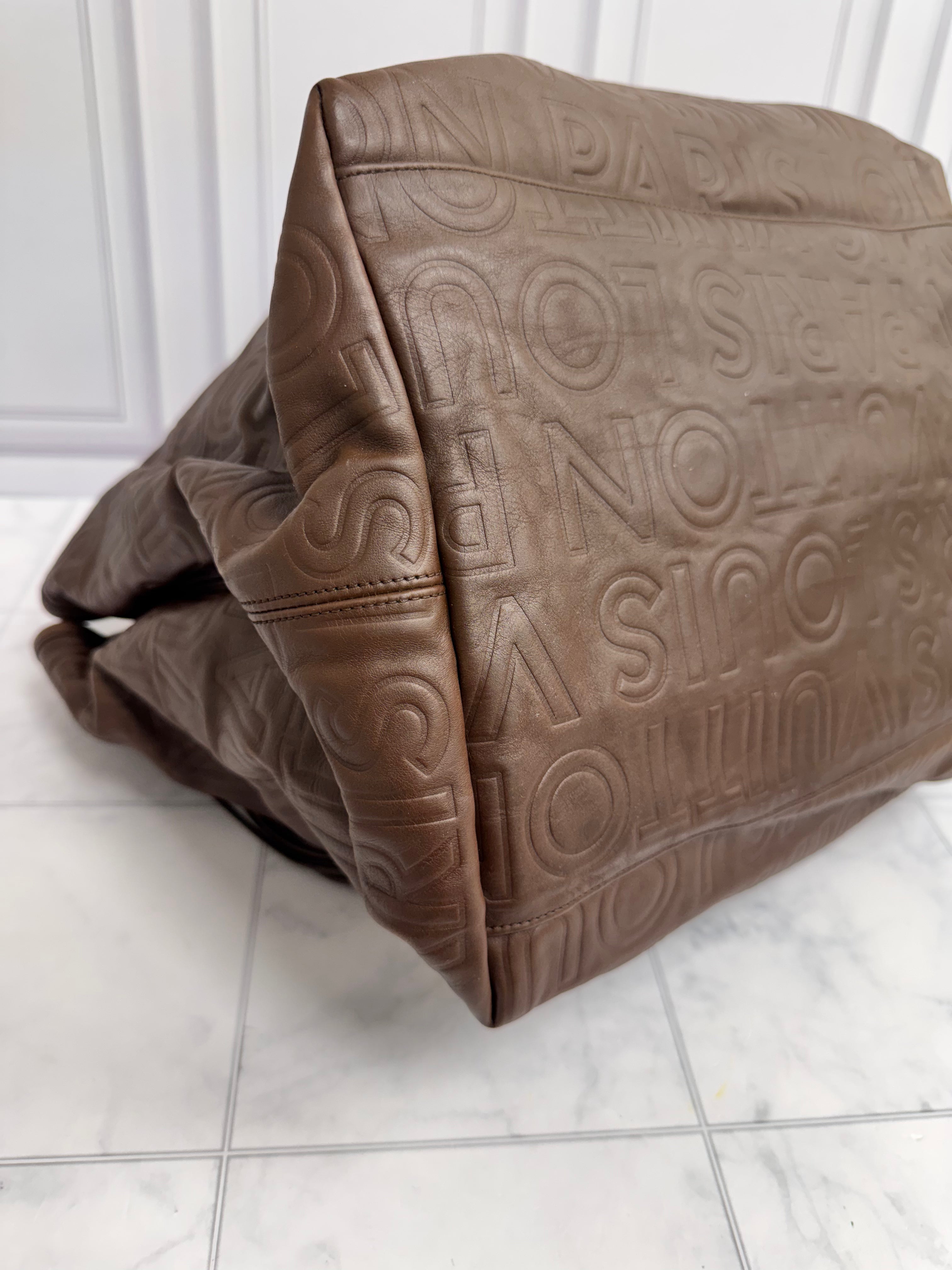 Louis Vuitton Brown Embossed Leather Souple Whisper GM