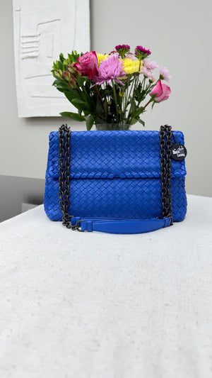 *DONS DROP* Bottega Veneta Blue Intrecciato Leather Large Olimpia Bag