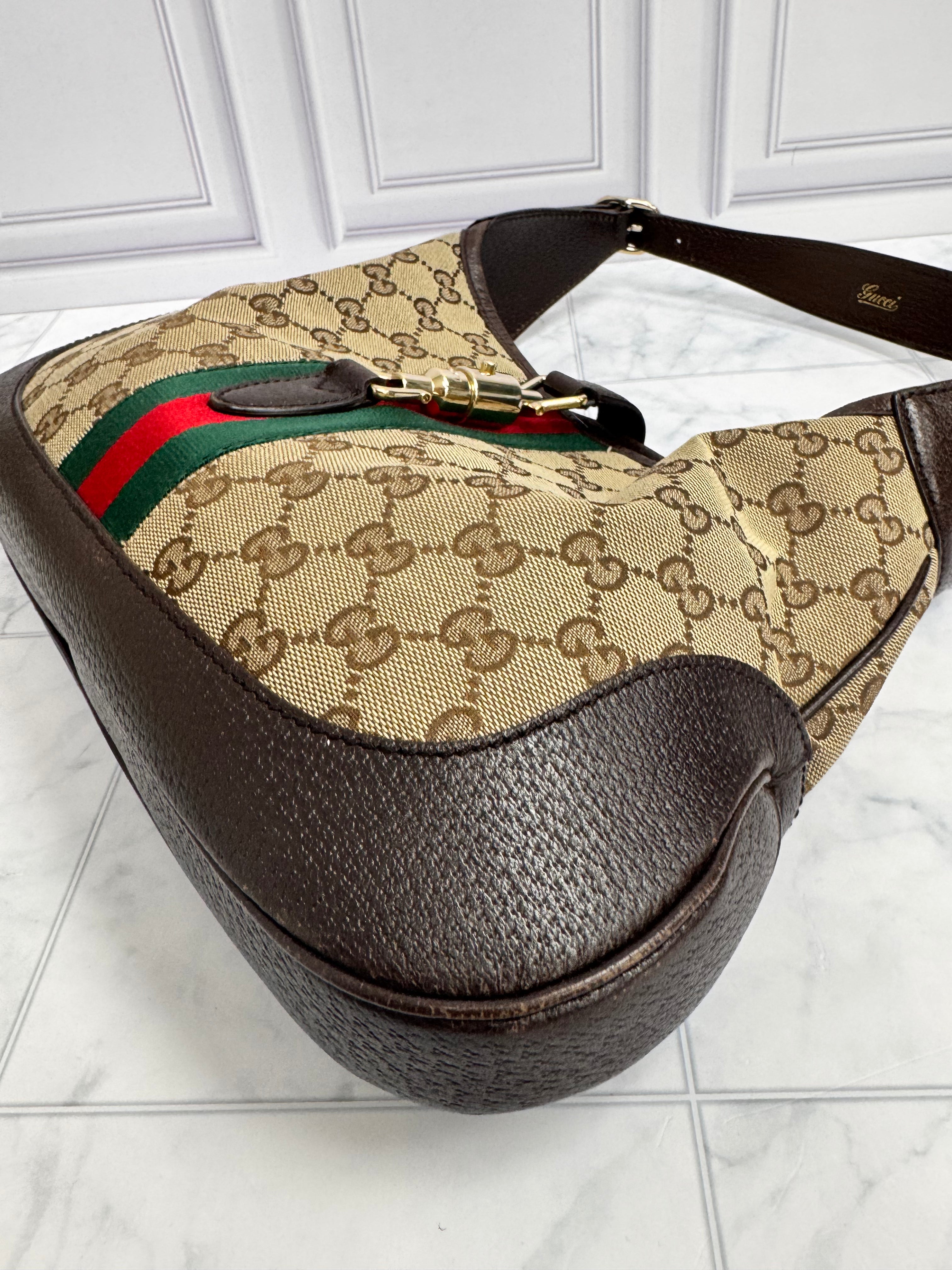 *DONS DROP* Gucci Brown GG Web Canvas Jackie Shoulder Bag