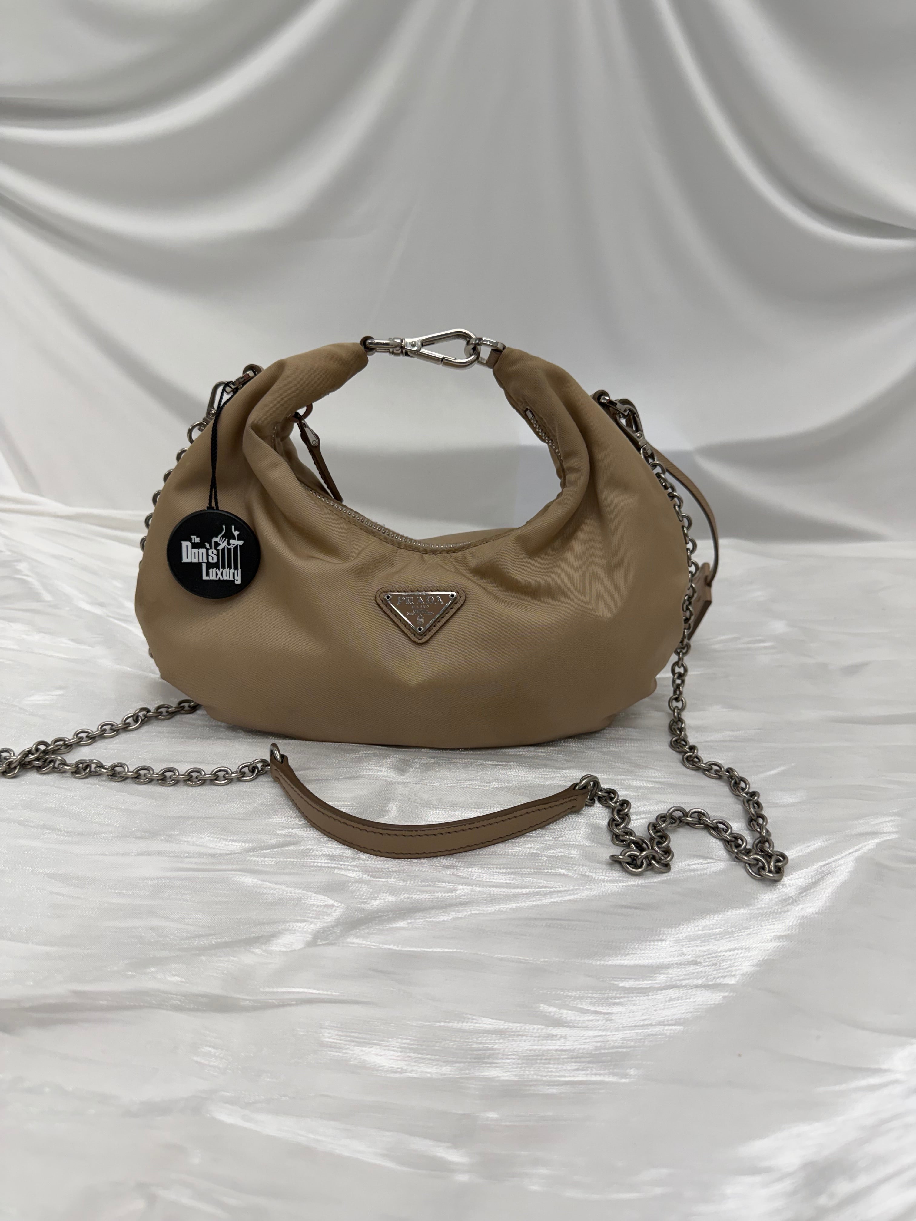Prada Tan Nylon Re-Edition Curve Shoulder Bag