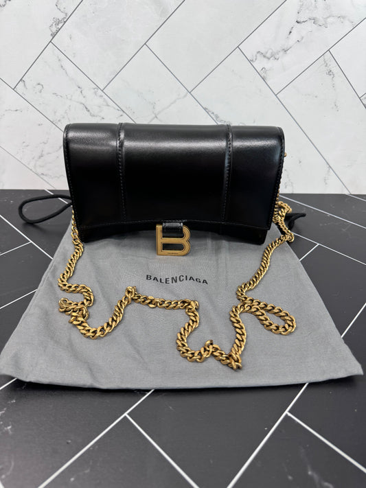 Balenciaga Black Mini Hourglass Crossbody Bag