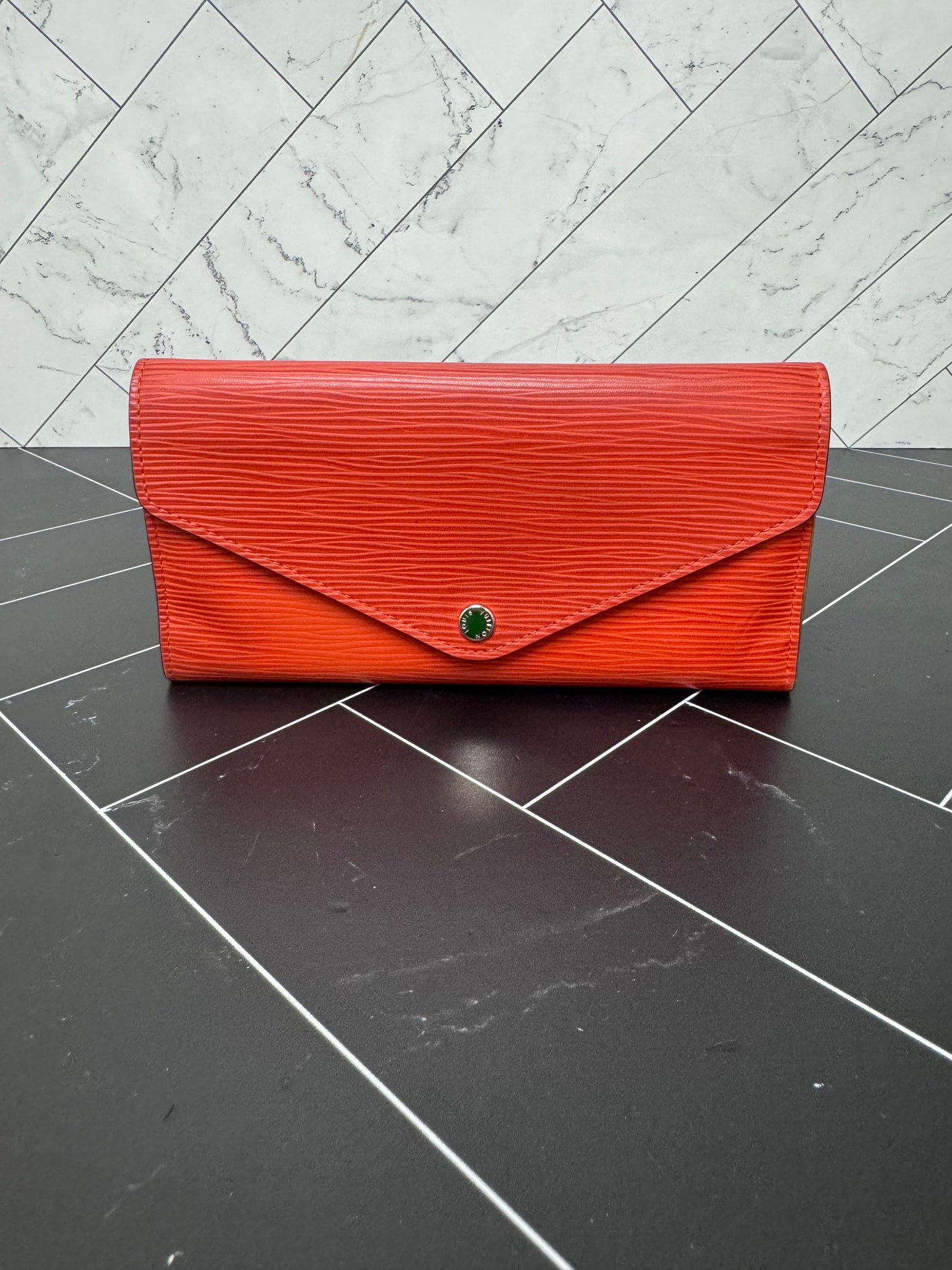 Louis Vuitton Orange Epi Leather Josephine Wallet