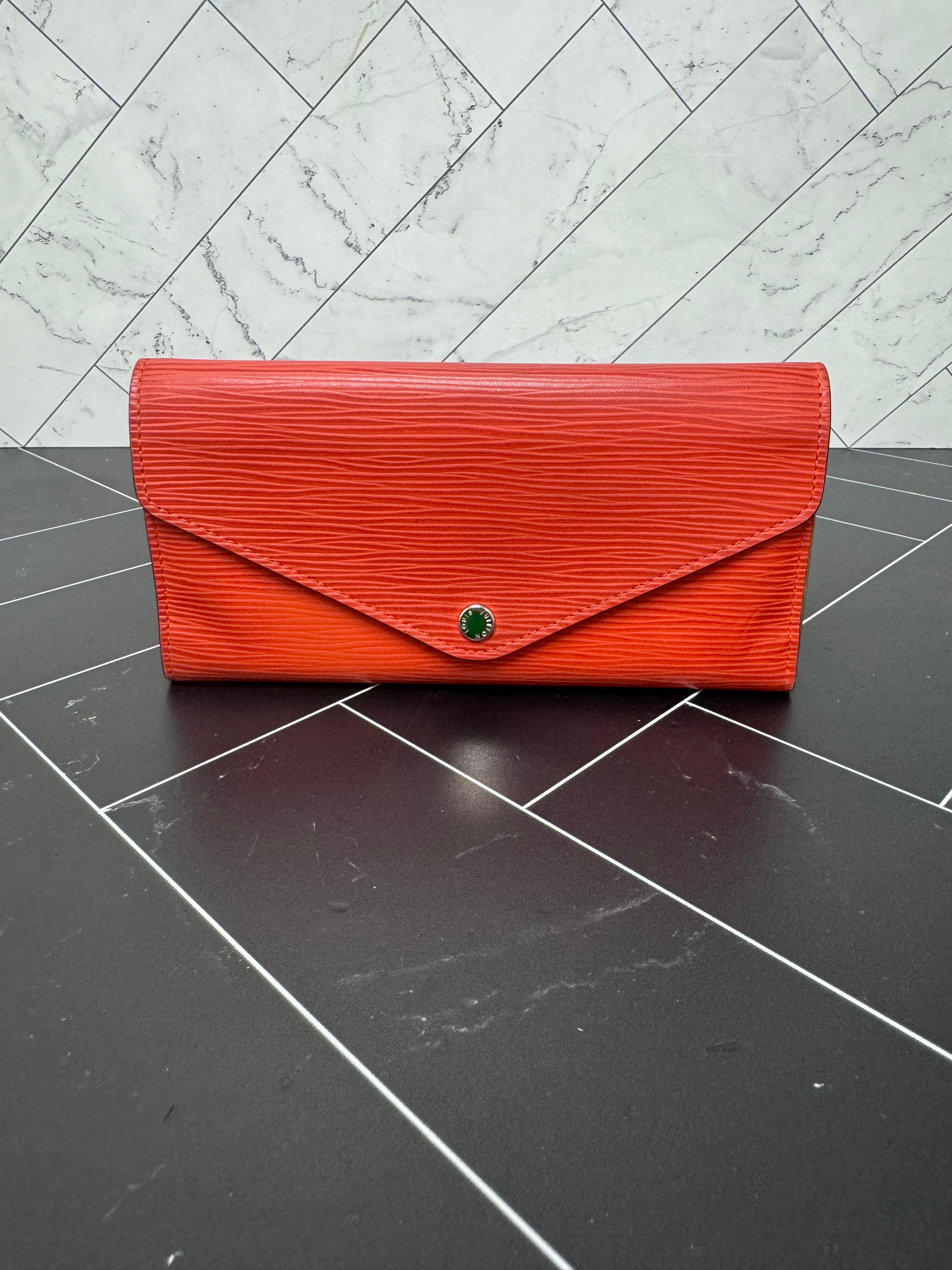 Louis Vuitton Orange Epi Leather Josephine Wallet