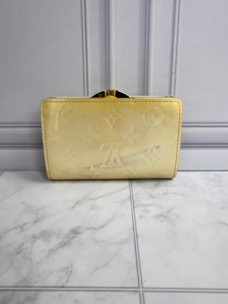 Louis Vuitton Yellow Vernis Leather French Purse Compact Wallet