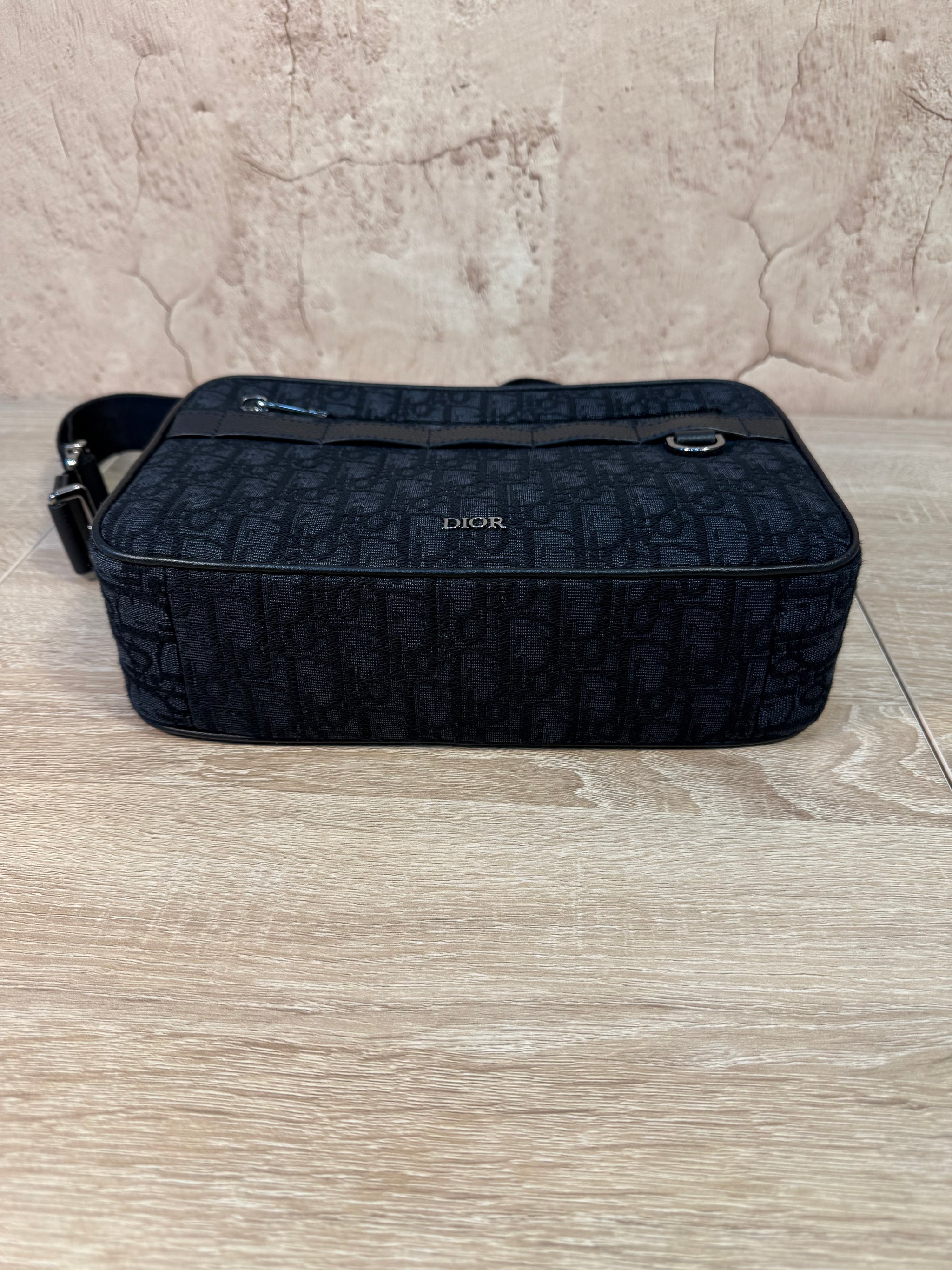 BRAND NEW- Christian Dior Black Jacquard Oblique Safari Crossbody