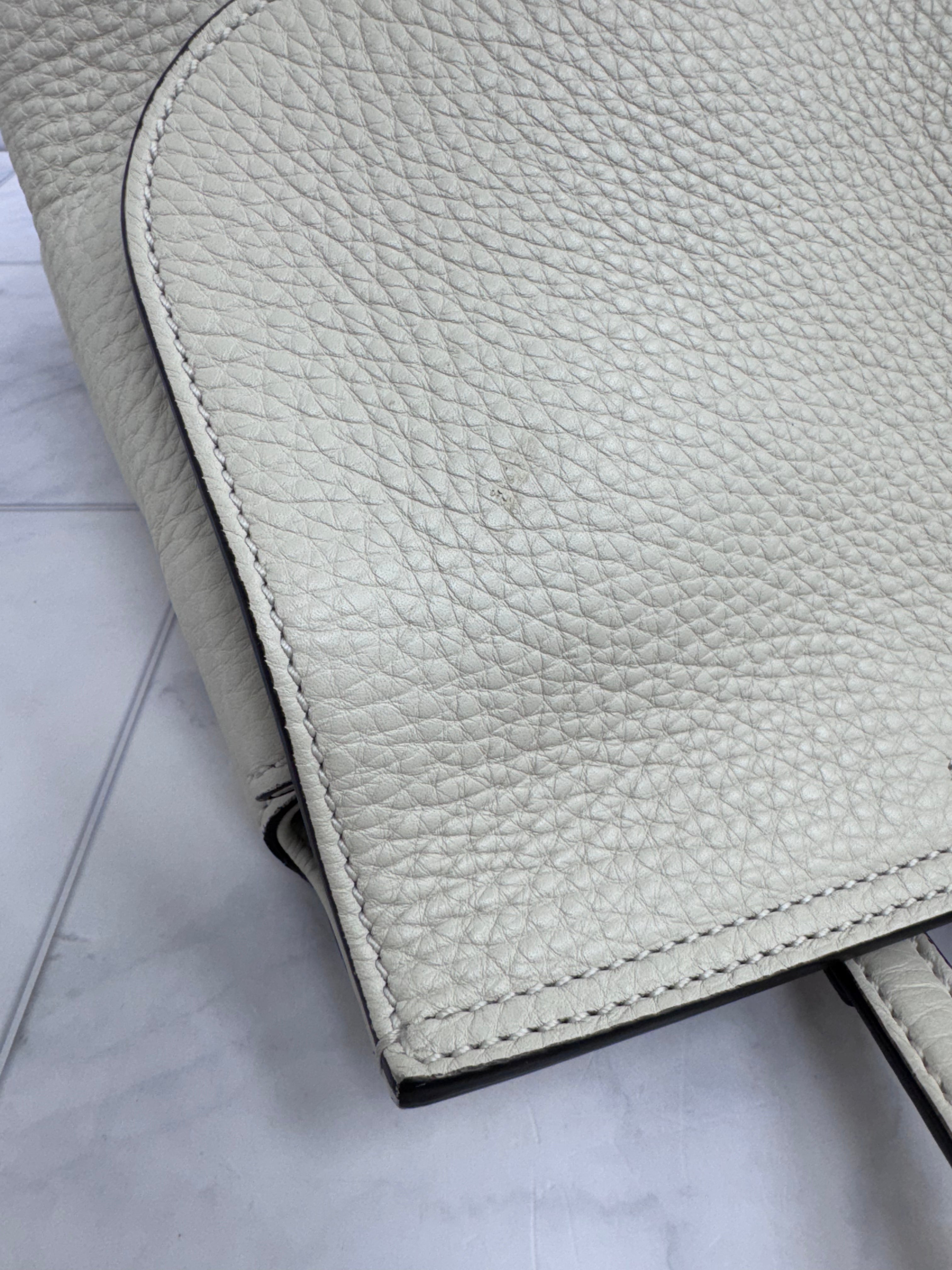 Gucci White Grained Leather Bamboo Daily 2Way Bag