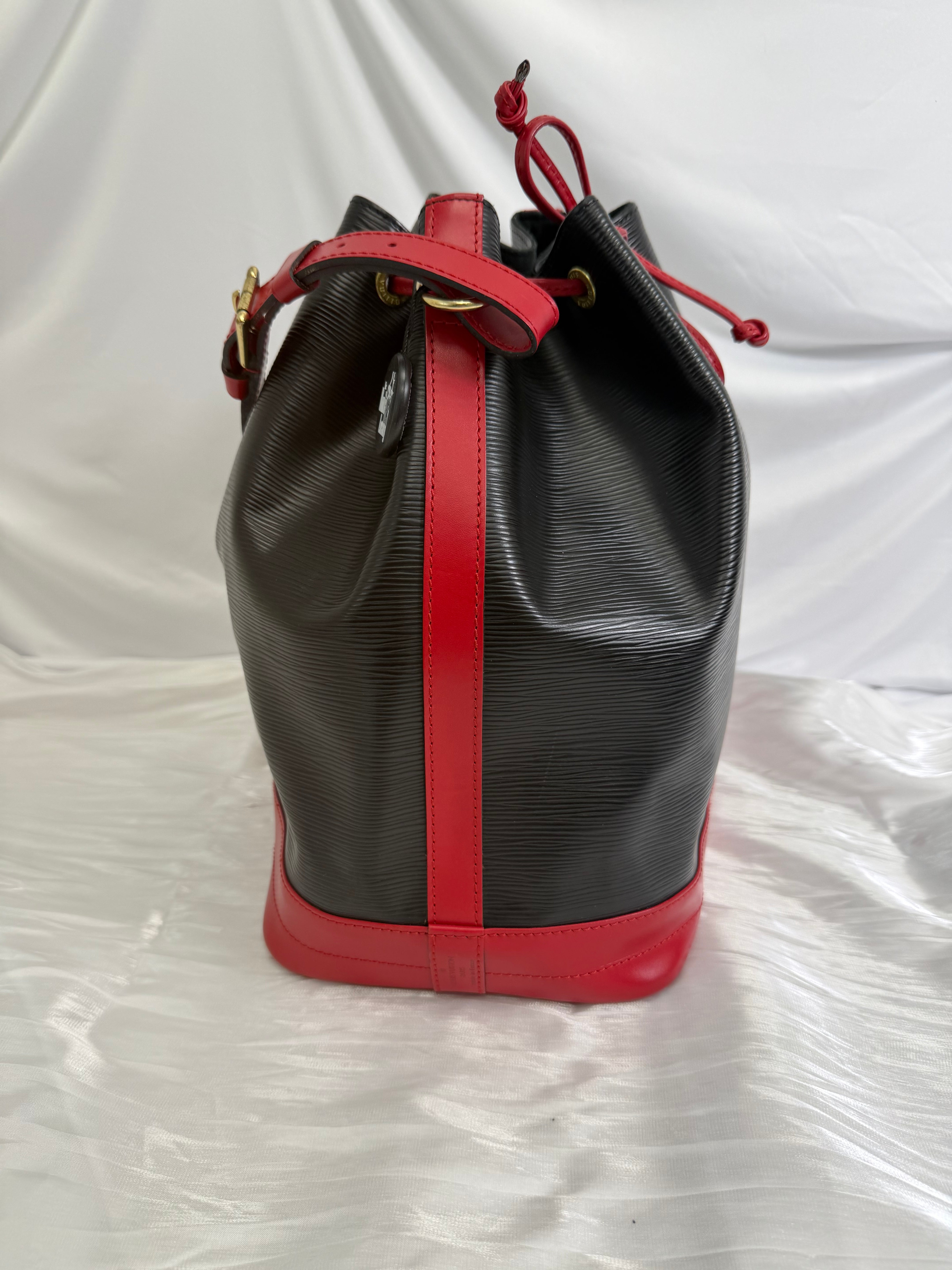 Louis Vuitton Black Epi x Red Leather Noe Bucket Bag