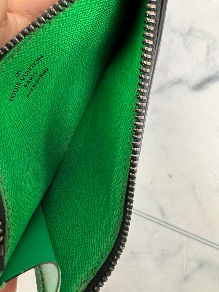 Louis Vuitton Monogram And Green Coin Card Holder