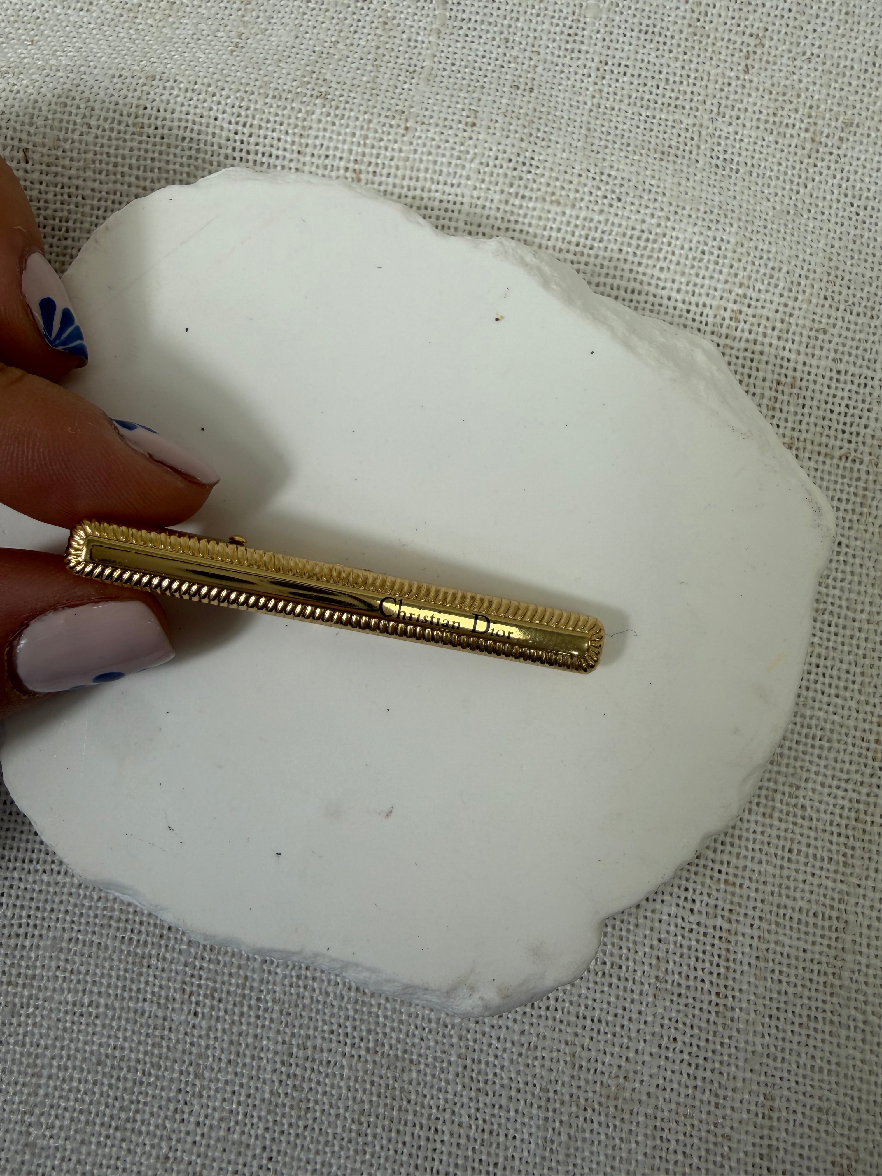 Christian Dior Gold Tone Tie Clip & Cuff Links