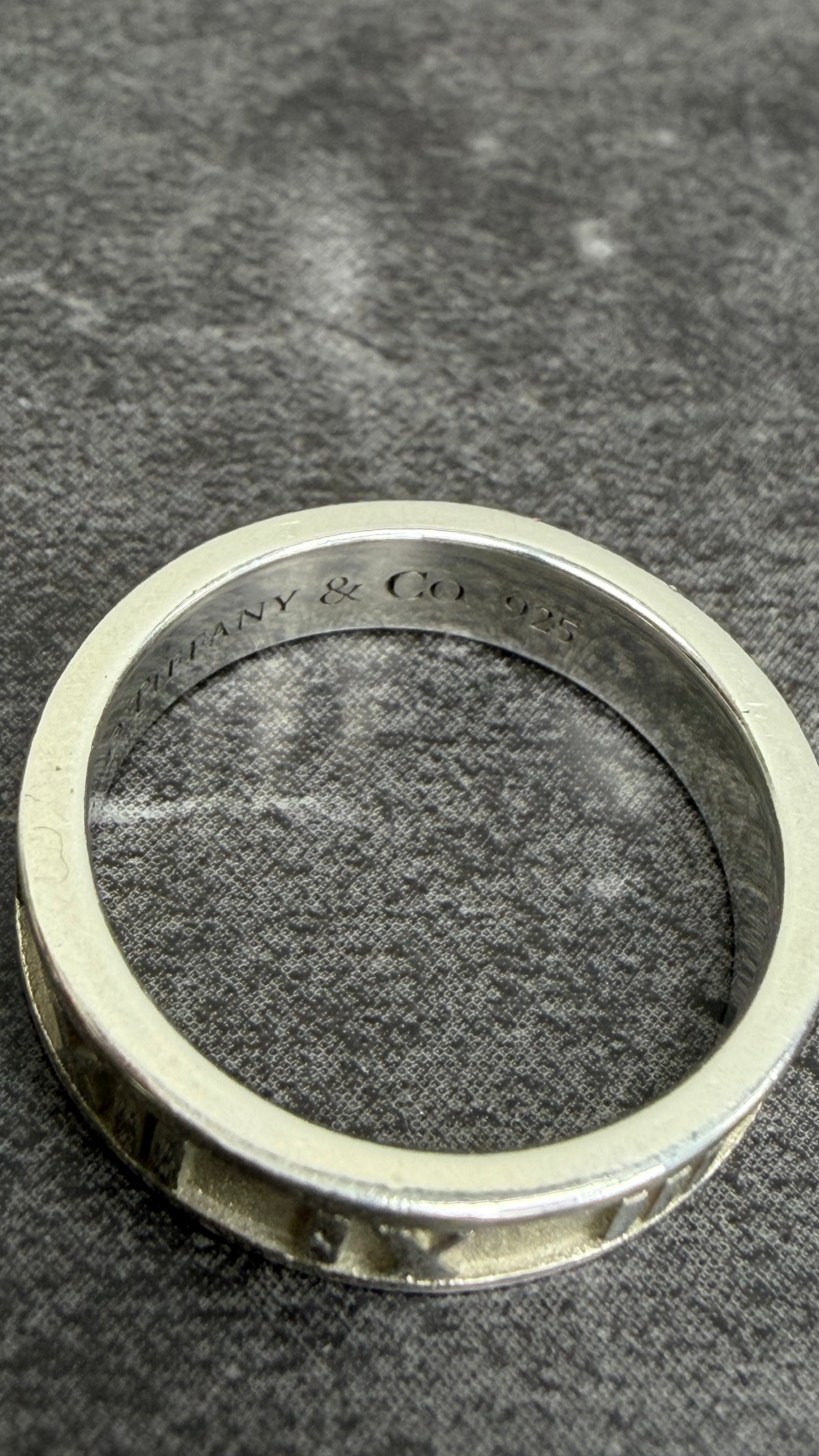 Tiffany & Co Sterling Silver Atlas Roman Numeral Ring Size 4