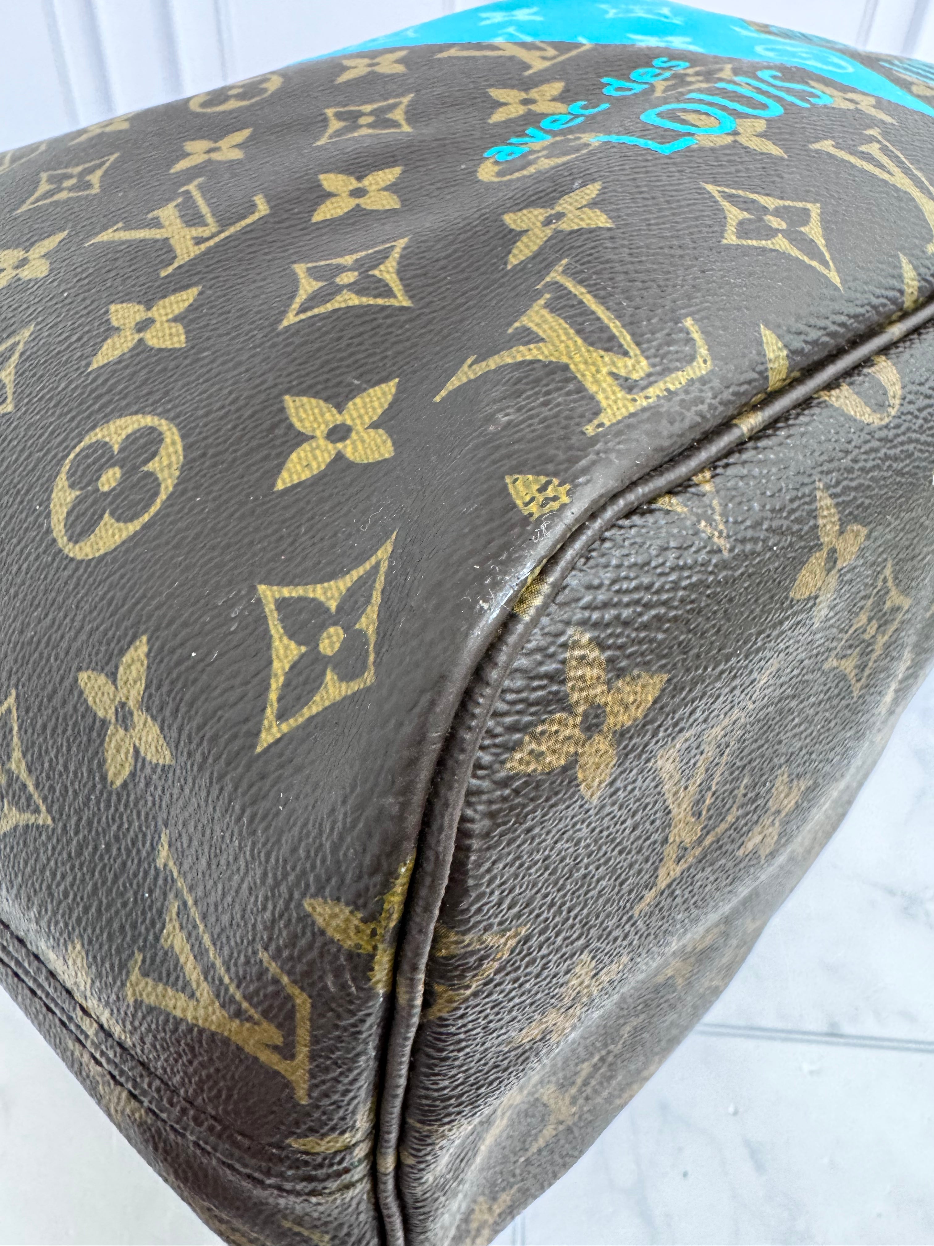 Louis Vuitton Monogram Turquoise V Neverfull MM