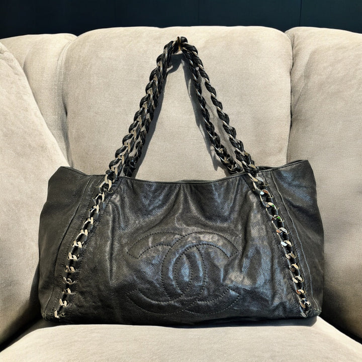 Chanel Black Glazed Caviar East End Shoulder Bag