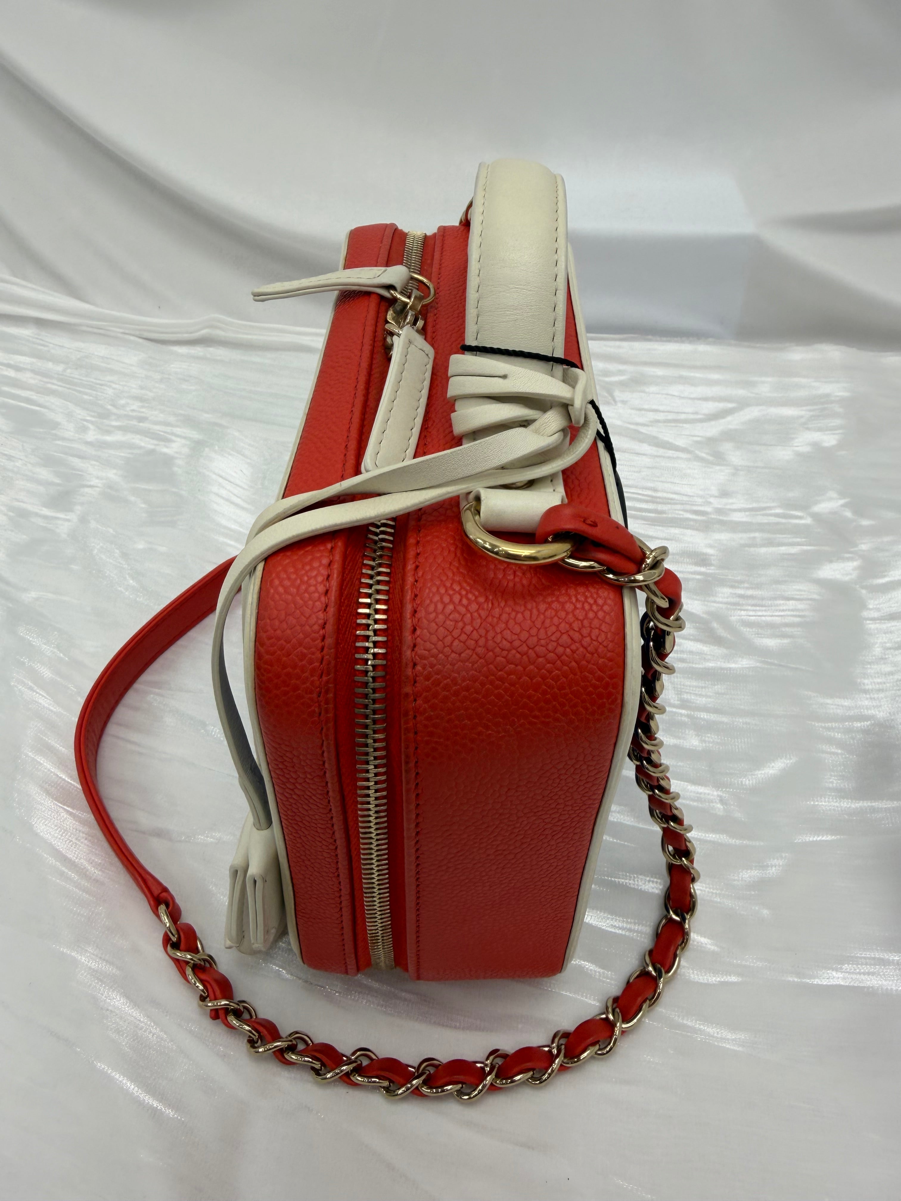 Chanel Red White & Blue Caviar Medium Filigree Vanity Case