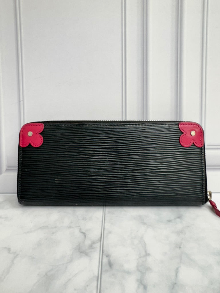 Louis Vuitton Black Epi Blooming Corners Zippy Wallet