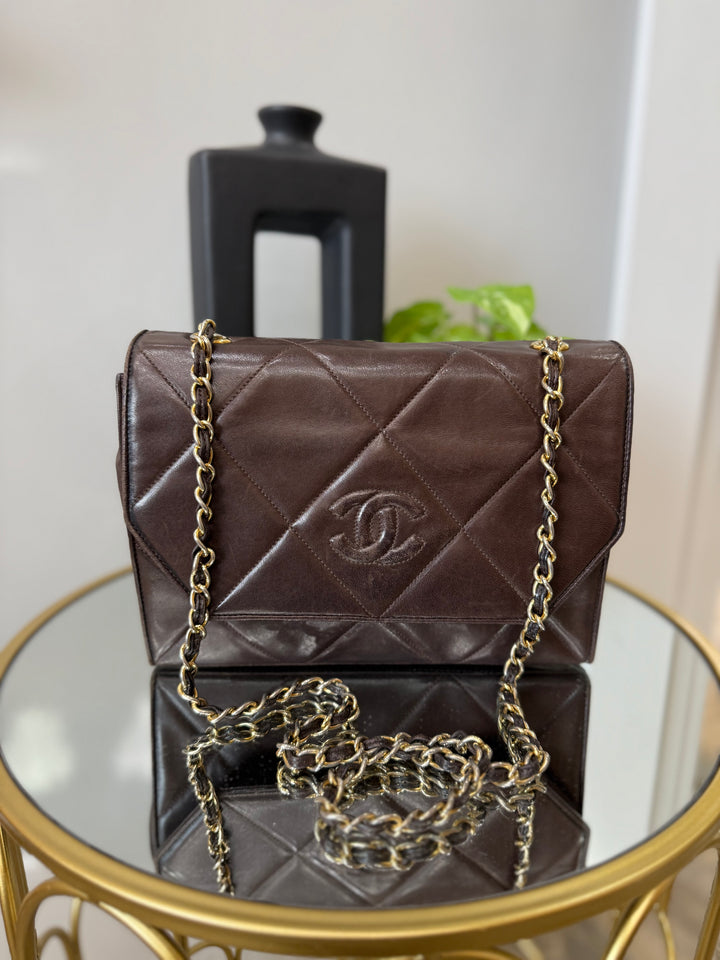 Chanel Dark Brown Quilted Lambskin Shoulder Bag