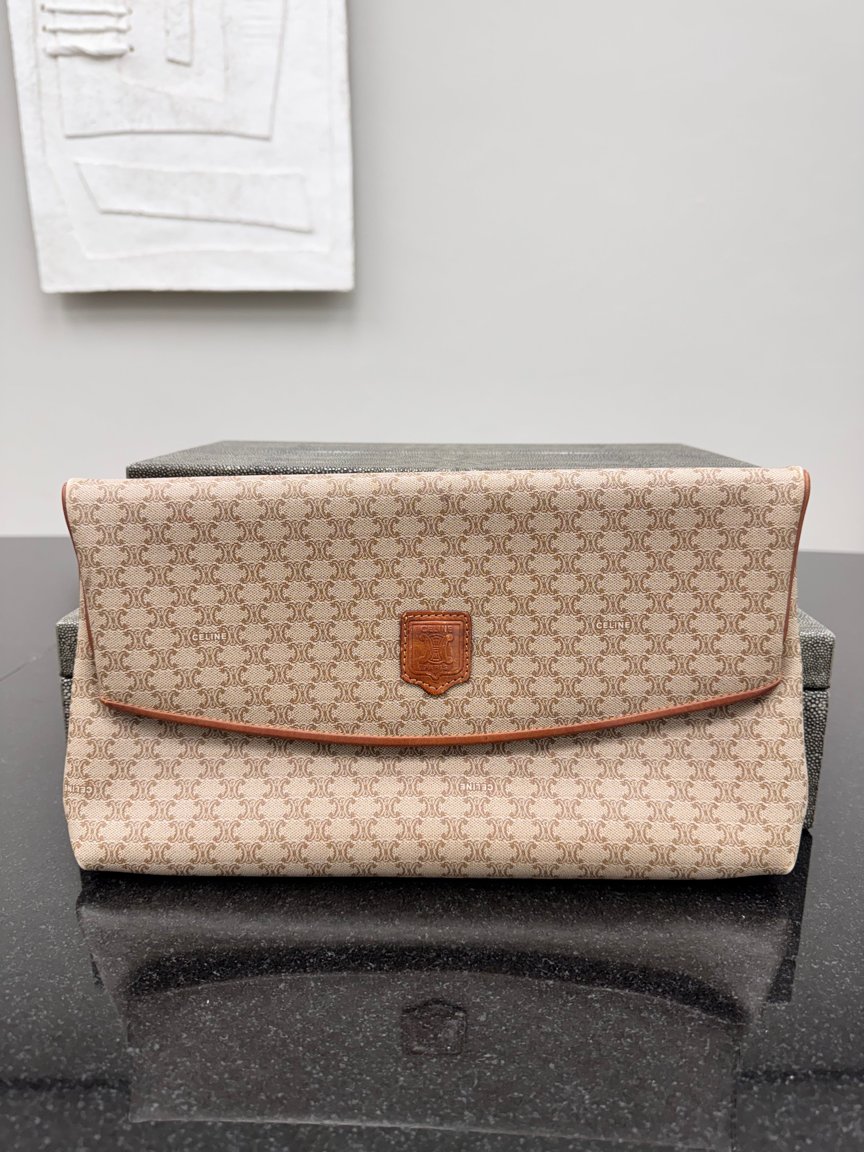 Celine Macadam Coated Canvas Clutch Bag